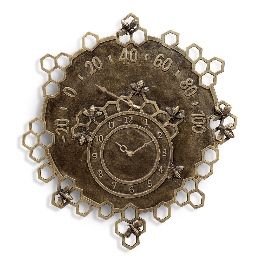 Horloge de jardin et thermomètre Busy Bee cadran mural extérieur