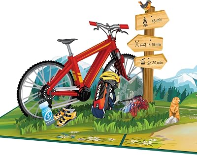 papercrush® Pop-Up Karte Mountainbike – 3D Geburtstagskarte für Downhill Rider, Reisegutschein für Urlaub in den Bergen – Gutscheinkarte für MTB Zubehör, Helm oder Schuhe, Fahrrad Geldgeschenk