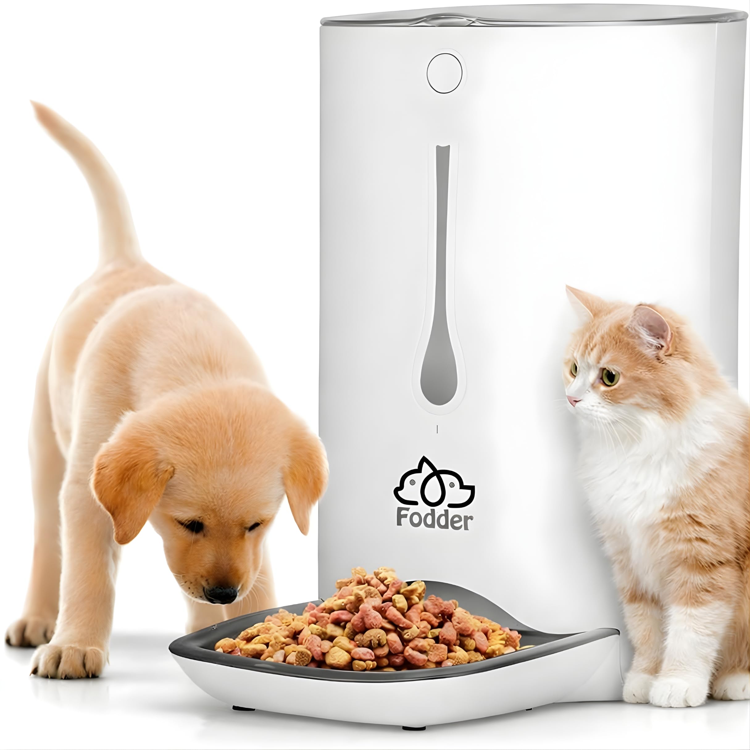 7L Smart Automatic Pet Feeder - Electronic Digital Dry Food Storage Meal Dispenser w/Built-in Microphone, Voice Recorder, Optional Battery, Timer Programmable to Feed Cat and Dog - SereneLife SLAPF30