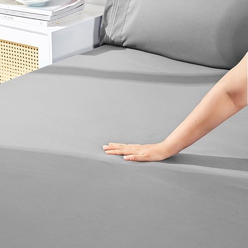 Miniatura 7 de YIYEA Sábana bajera ajustable de microfibra de doble cepillado de alta calidad, tamaño individual, sábana bajera ultra suave, encogimiento,