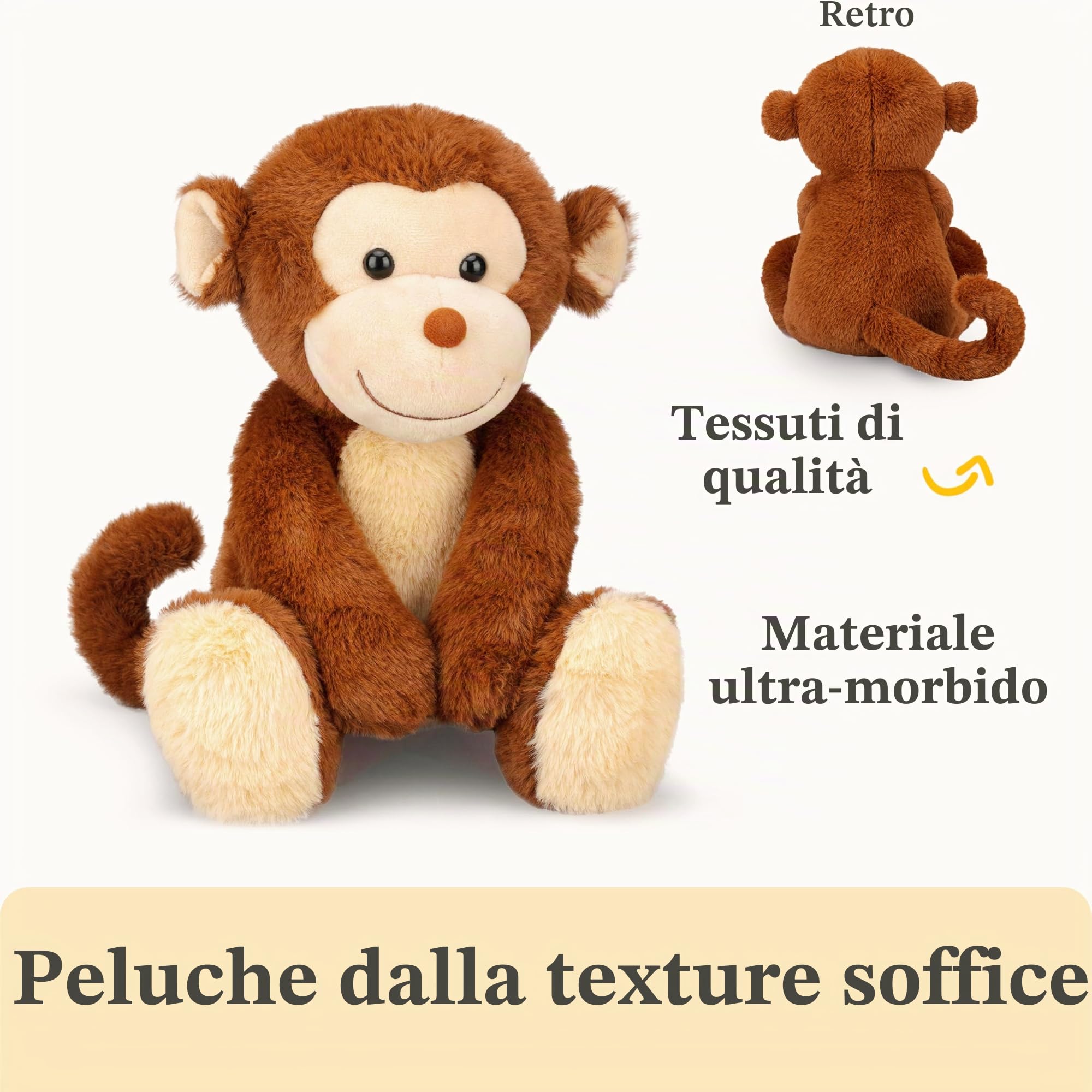 IKASA Scimmia Peluche Giocattoli 32 cm Ideale come Regalo per Famiglia e Bambini
