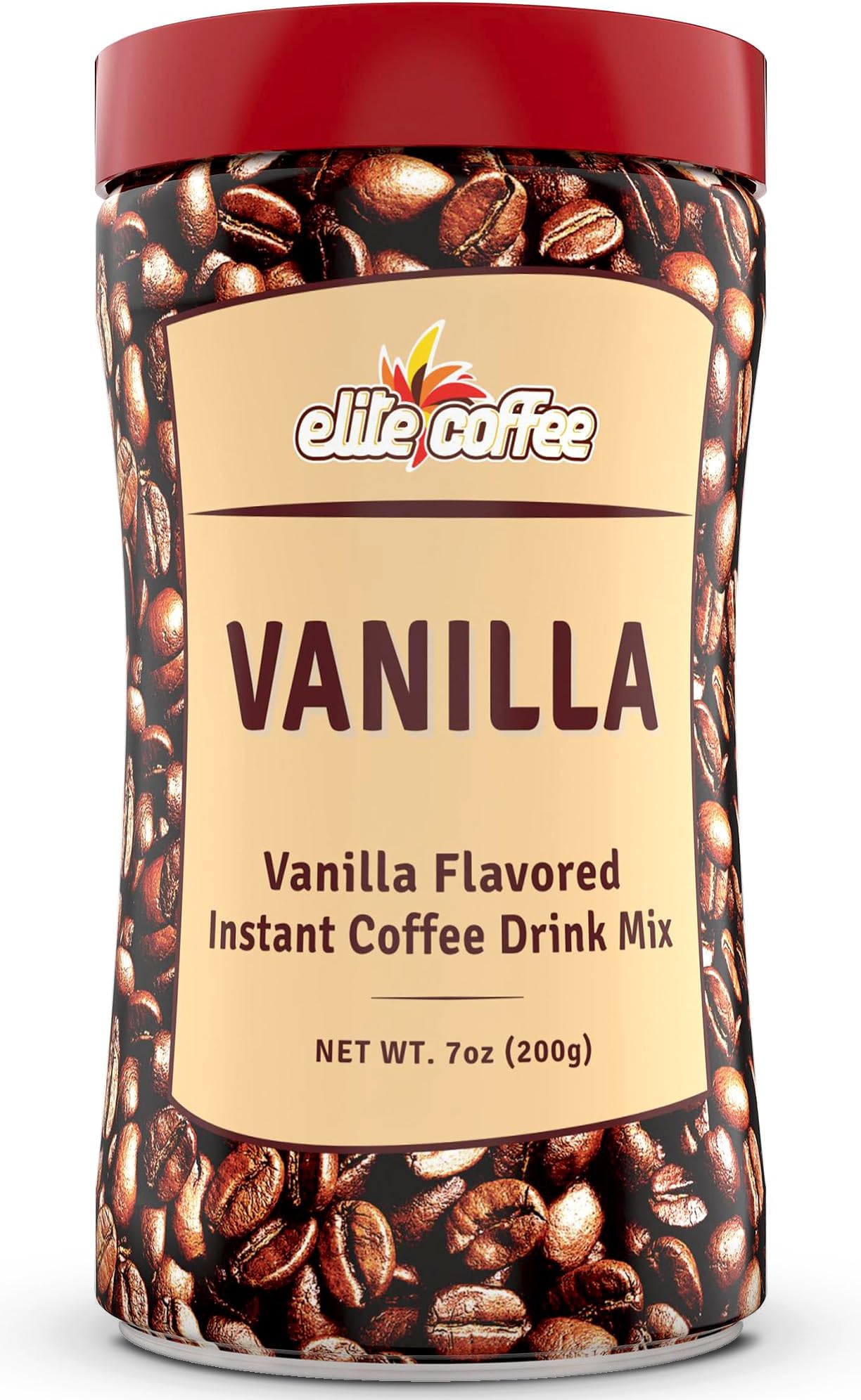 Elite Instant Vanilla Flavoured Coffee, 200g - Full-Bodied Rich Coffee Granules - Kosher Certified, Instant Powder - Unique Famous Taste