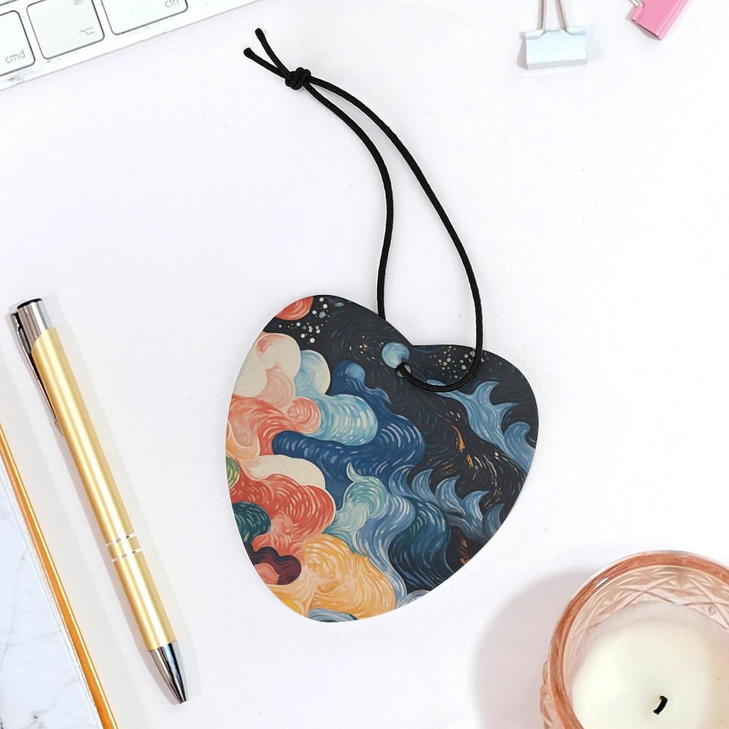 5 Pcs Car Air Fresheners Hanging Air Freshener A Colorful Painting Hanging Scented Cards Fragrance Scented Cards for Car Car Aromatherapy Tablets for Car