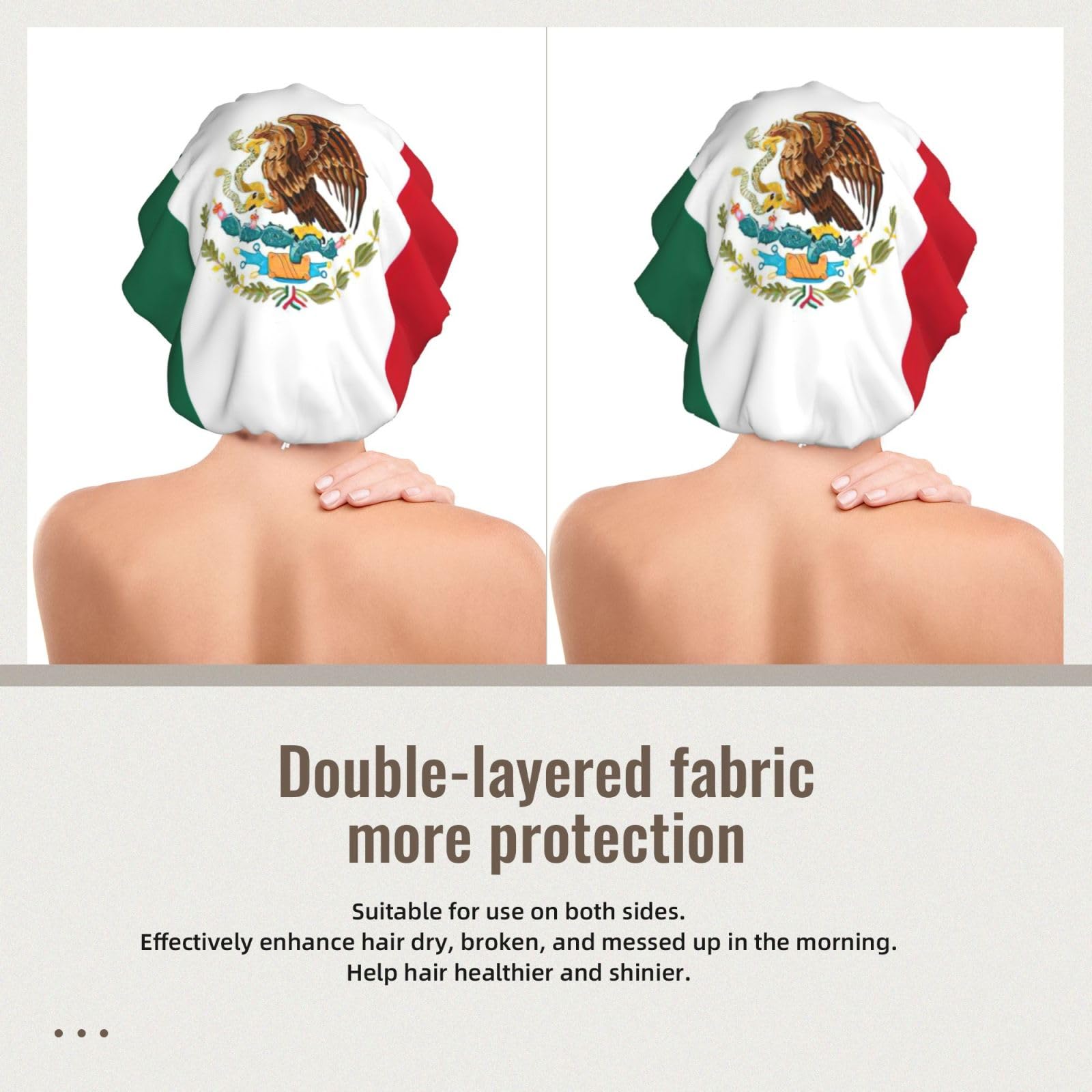 Double Layer Reversible Hair Wrap Satin Sleep Flag of Mexico Cap Bonnet for Braid Curly Hair Satin Bonnet Black