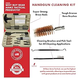 Bear Armz Tactical Universal Handgun Cleaning Kit | American Company | Gun Cleaning Kit for Calibers .22.357/9mm.38.40.45 | Compatible with Handguns, Revolvers, and Pistols | Hard Portable Case