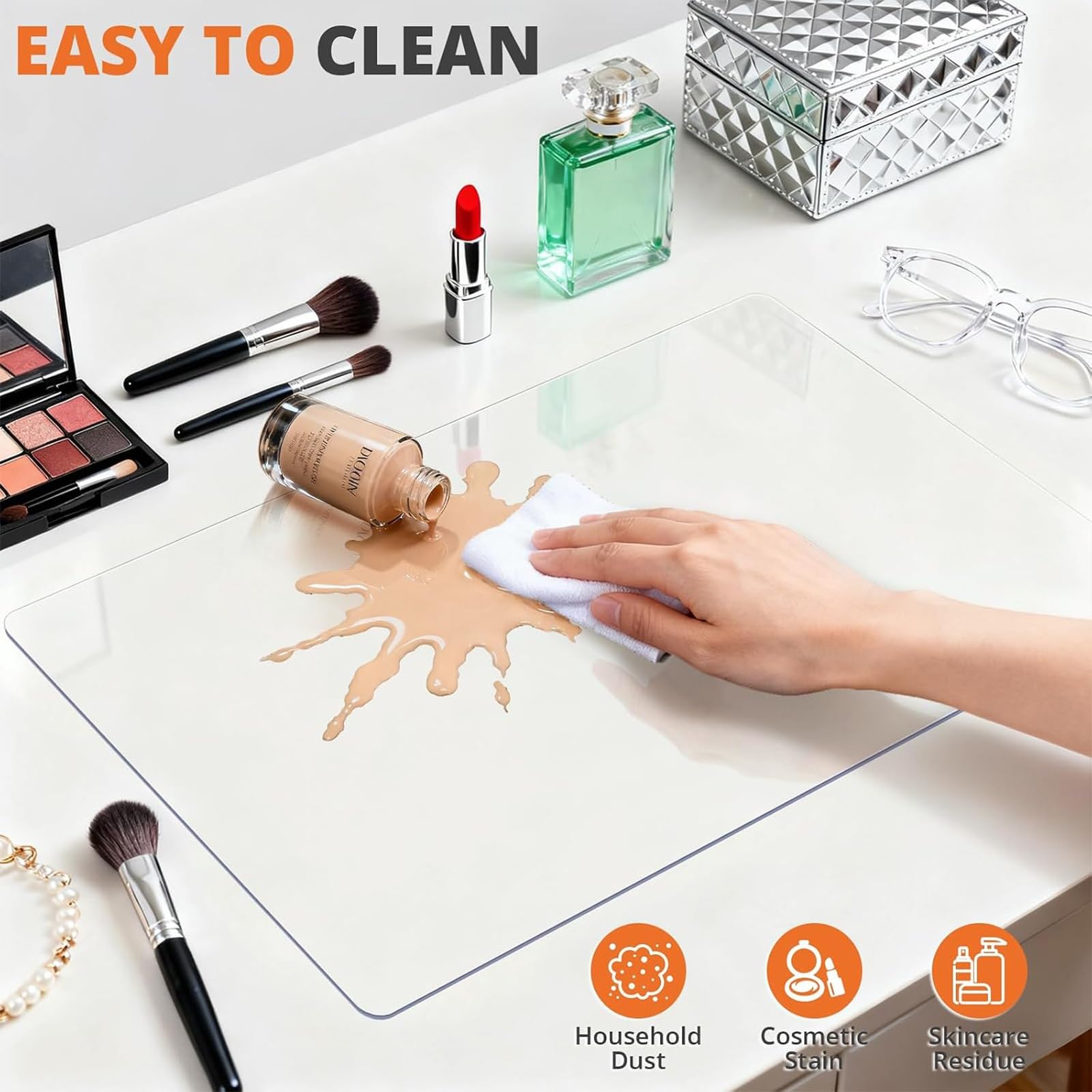 Schreibtischmatte Klare PVC Wasserdichte Rutschfeste | Schreibtischunterlage Transparent mit runden Kanten, fleckenfest langlebig für Büro Zuhause(Frosted-1.5mm,80x110CM)