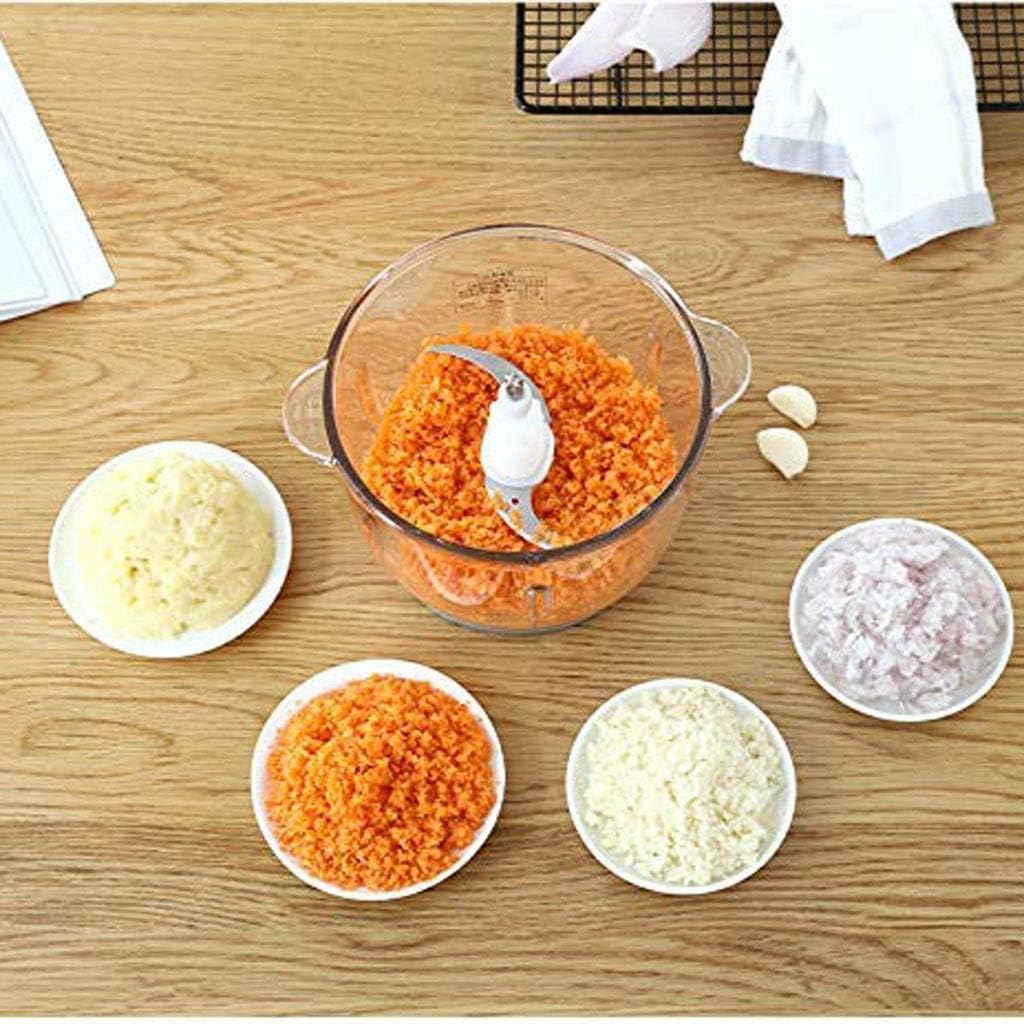Electric Food Chopper, Glass Bowl Grinder for Meat, Vegetables, Fruits and Nuts Rated Power 300W