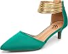 Tacones kitten de punta cerrada y puntiaguda, tacón bajo stiletto, con correa al tobillo, cómodos, tacón de 5 cm, para fiestas y vestir 1