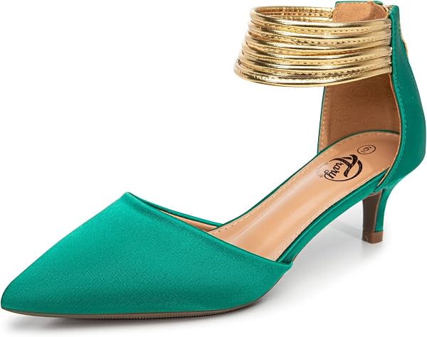 Tacones kitten de punta cerrada y puntiaguda, tacón bajo stiletto, con correa al tobillo, cómodos, tacón de 5 cm, para fiestas y vestir