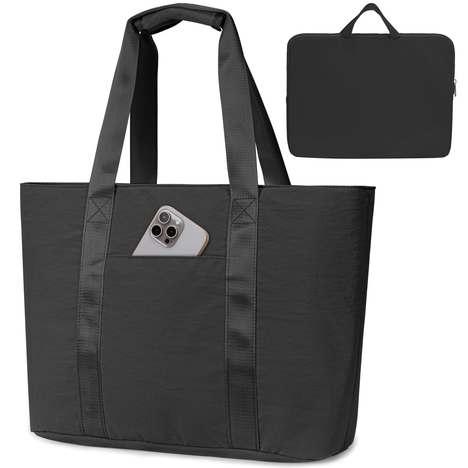 F-color College Tote Bag for School with Detachable Laptop Sleeve - Nylon Lightweight Nurse Bag Fits 16 Inch