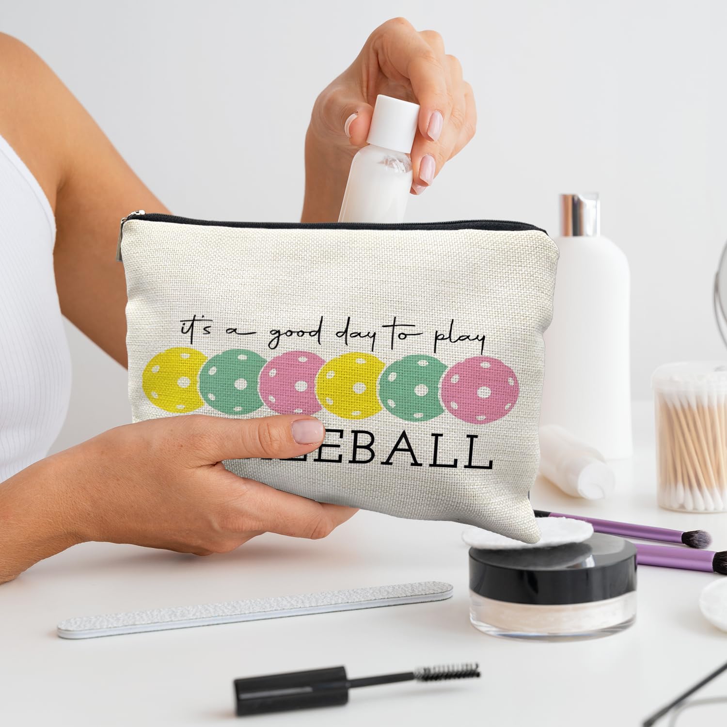 Pickleball Gifts for Women, Pickleball Makeup Bag Cosmetic Pouch, Pickleball Accessories Women