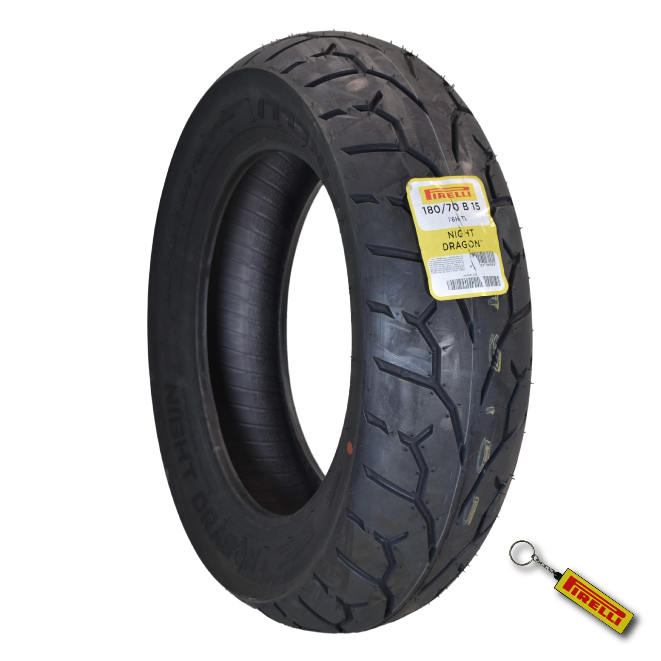 Pirelli Night Dragon 180/70R15 M/C 76H TL Cruiser Motorcycle Rear Tire - Superior Traction & Handling for High-Performance Cruisers w/Keychain