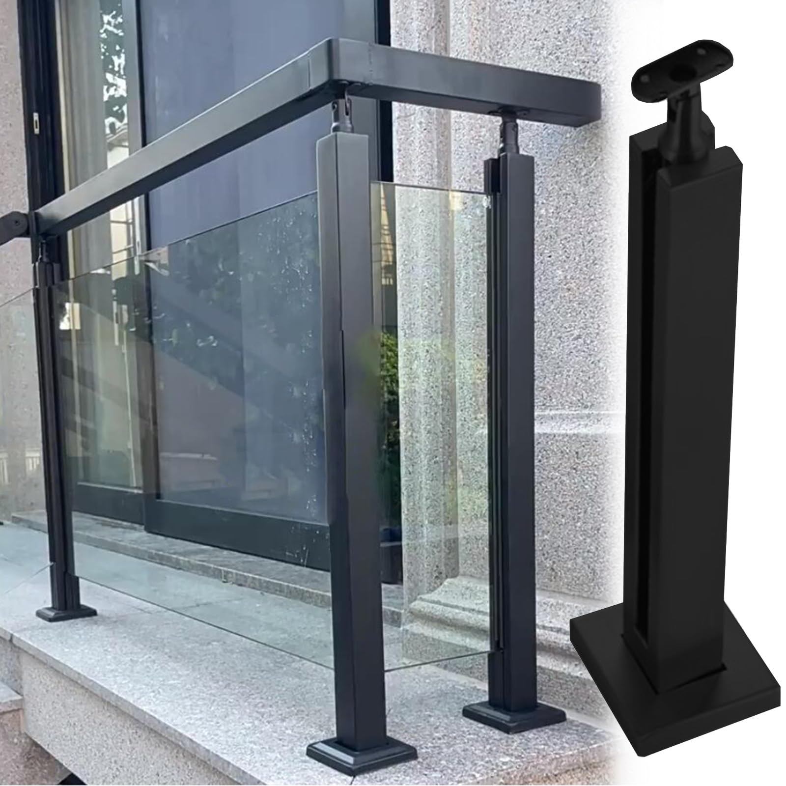 Balaustres de barandilla de diseño contemporáneo en acero negro para balcones exclusivos