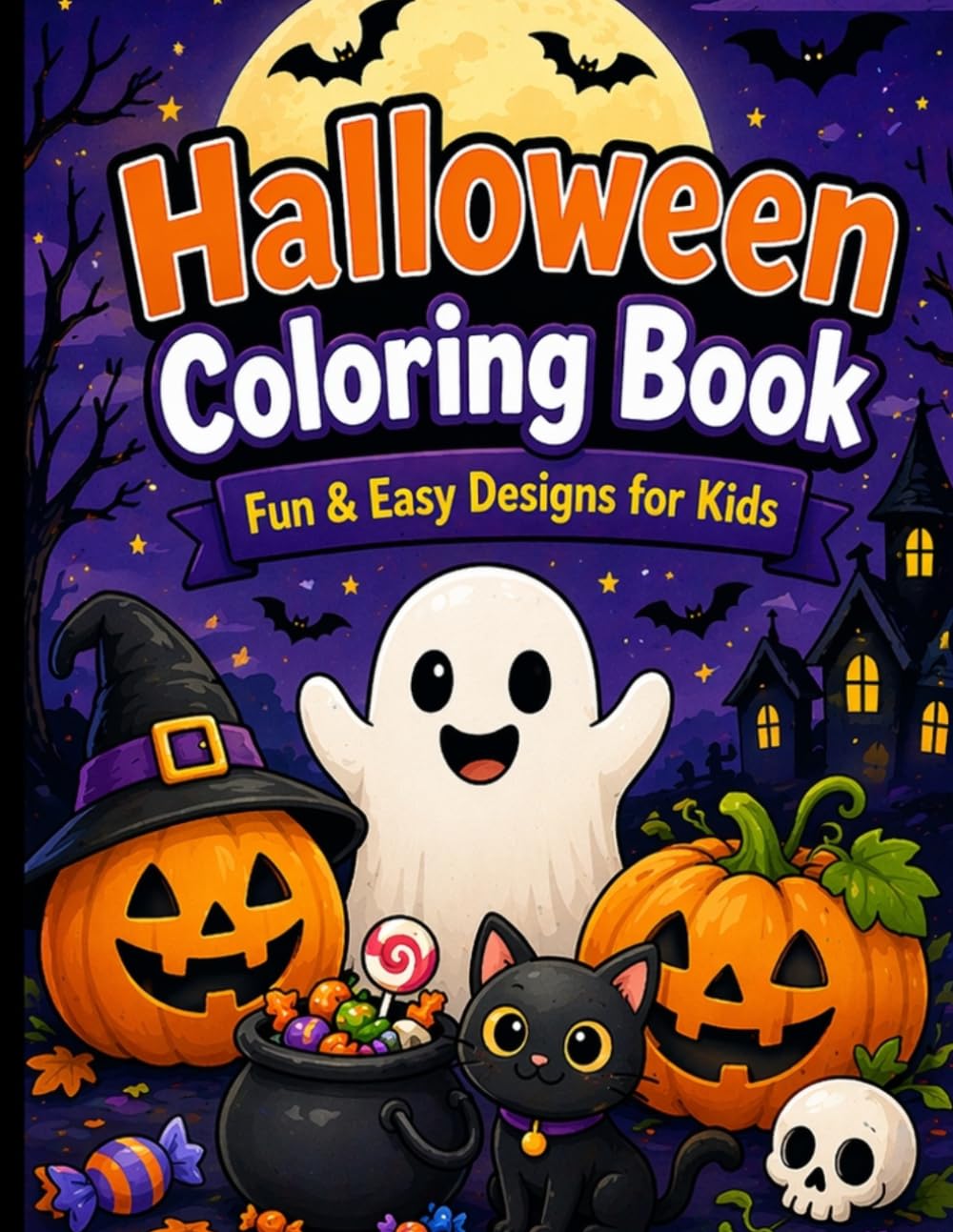 Halloween Coloring Book: Easy Coloring Pages for Toddlers & Young Kids