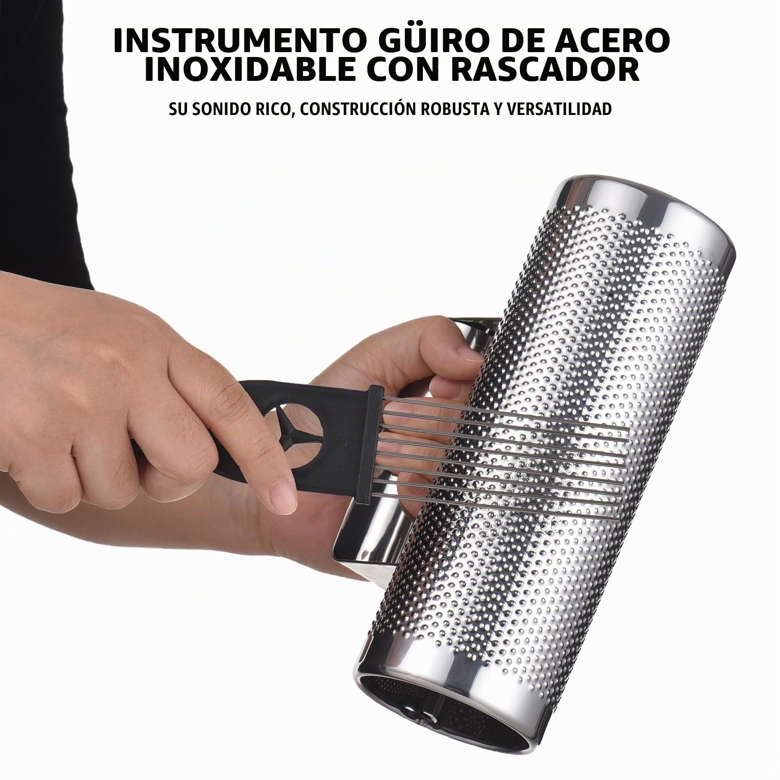 Chaker de acero inoxidable de 12 pulgadas, agitador de percusión de metal profesional con raspador, hammer de de banda de banda herramienta de instrumentos musicales para (8 pulgadas)