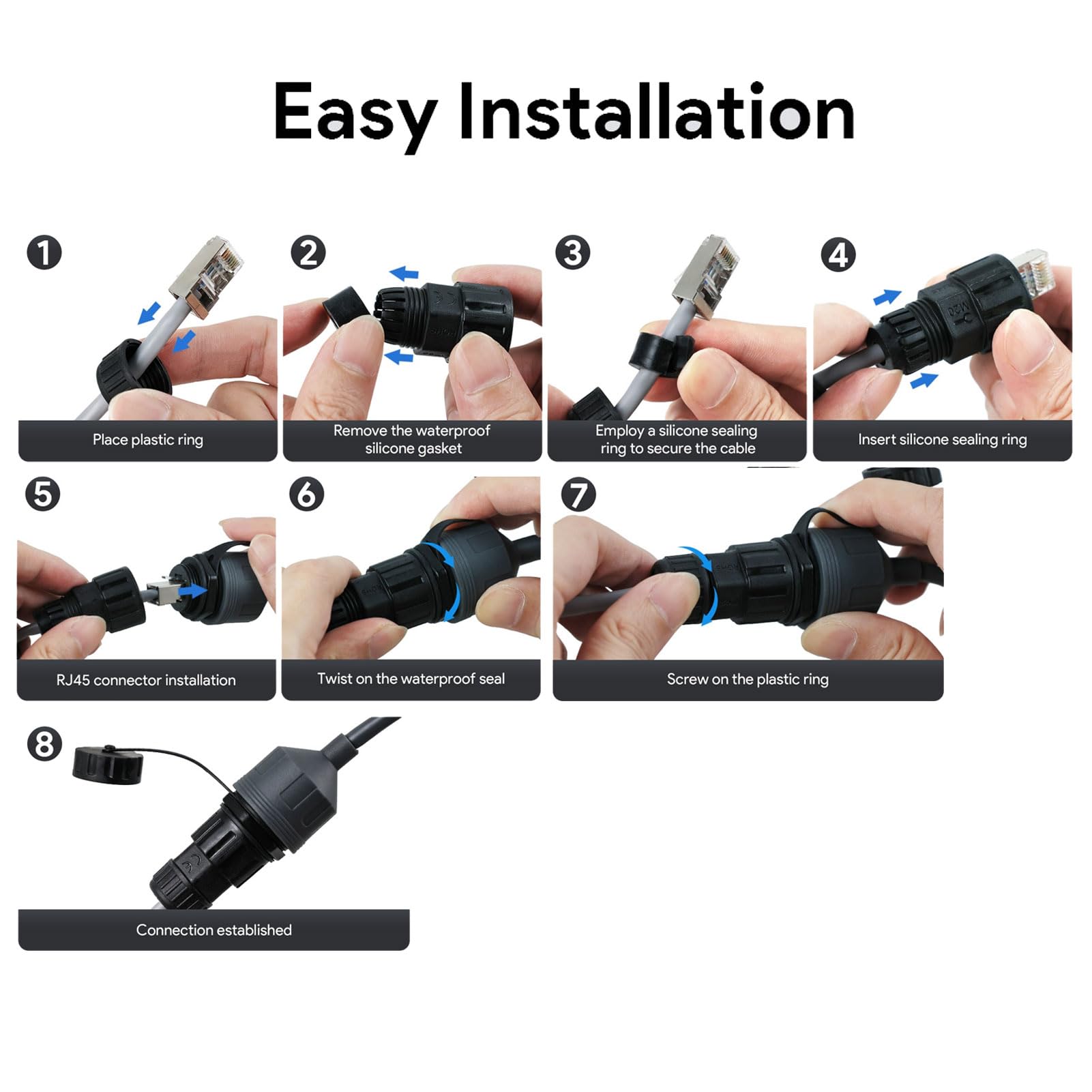 SEAFRONT Prostokątne Złącze Przedłużacza Kabla Satelitarnego Ethernet SPX Męski na Adapter RJ45 Adapter Ethernet 23AWG dla Wydajności Gen3