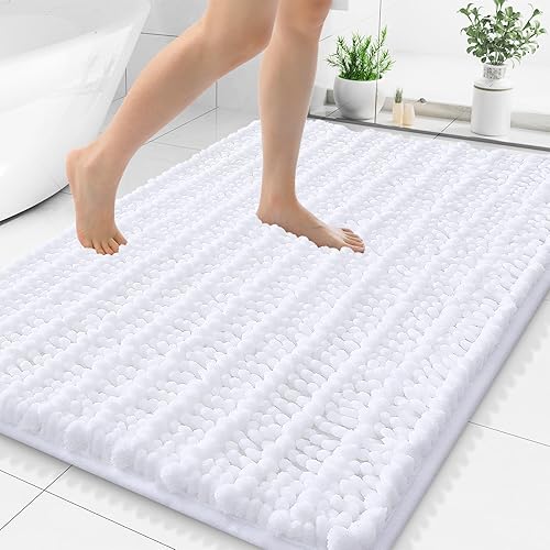Miniatura 18 de Smiry Alfombras de Baño 24 x 16 pulgadas, Tapetes de Baño de Chenilla Extra Suaves y Absorbentes, Respaldo de Goma Antideslizante, Lavable a Azul