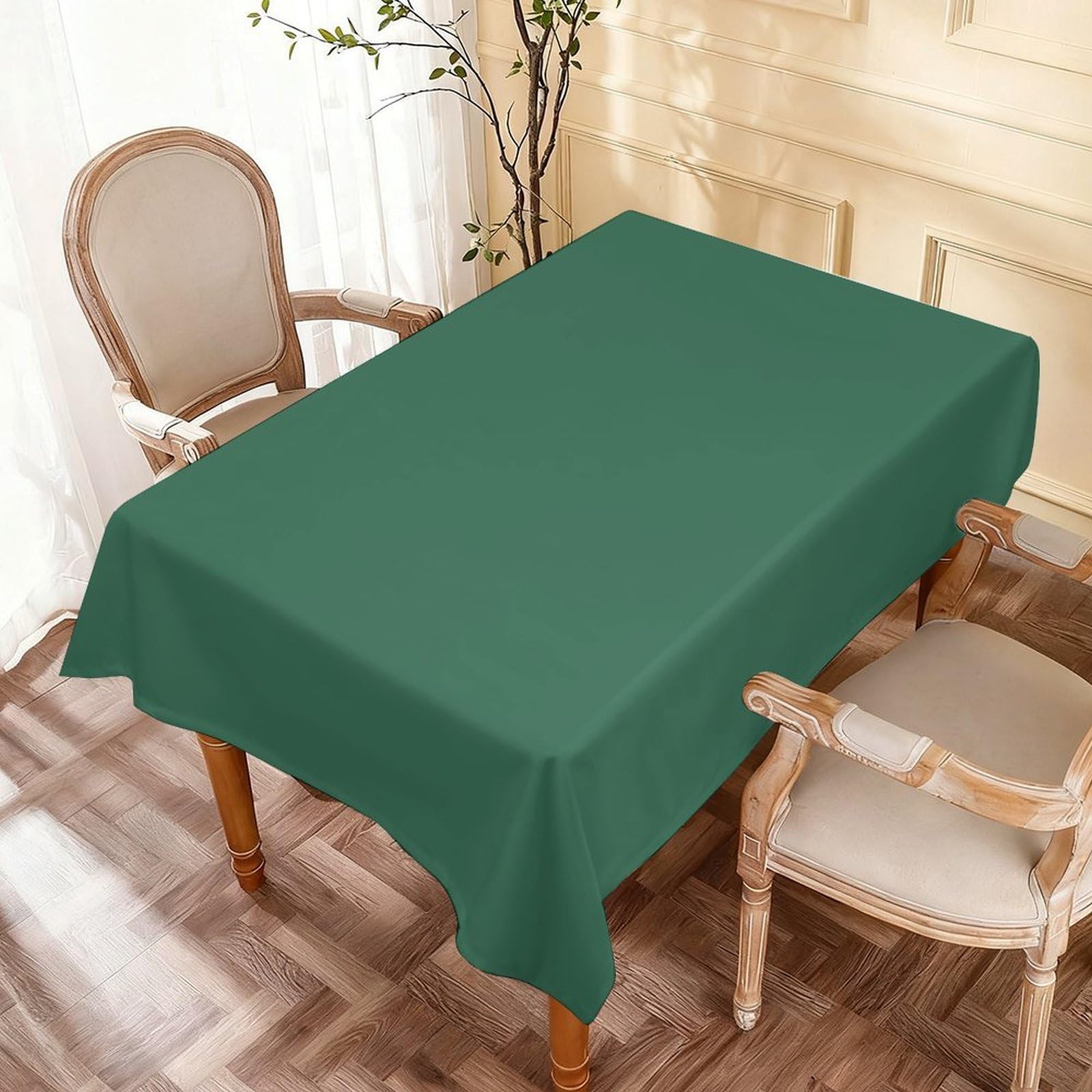 Nappe de table vert 137x183cm rectangulaire infroissable