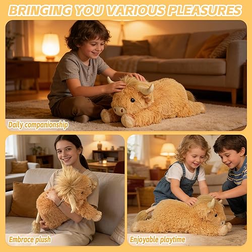 Miniatura 7 de Animales de peluche ponderados de vaca de las tierras altas  Peluche de vaca de las tierras altas ponderado de 4.2 libras para niños y adultos