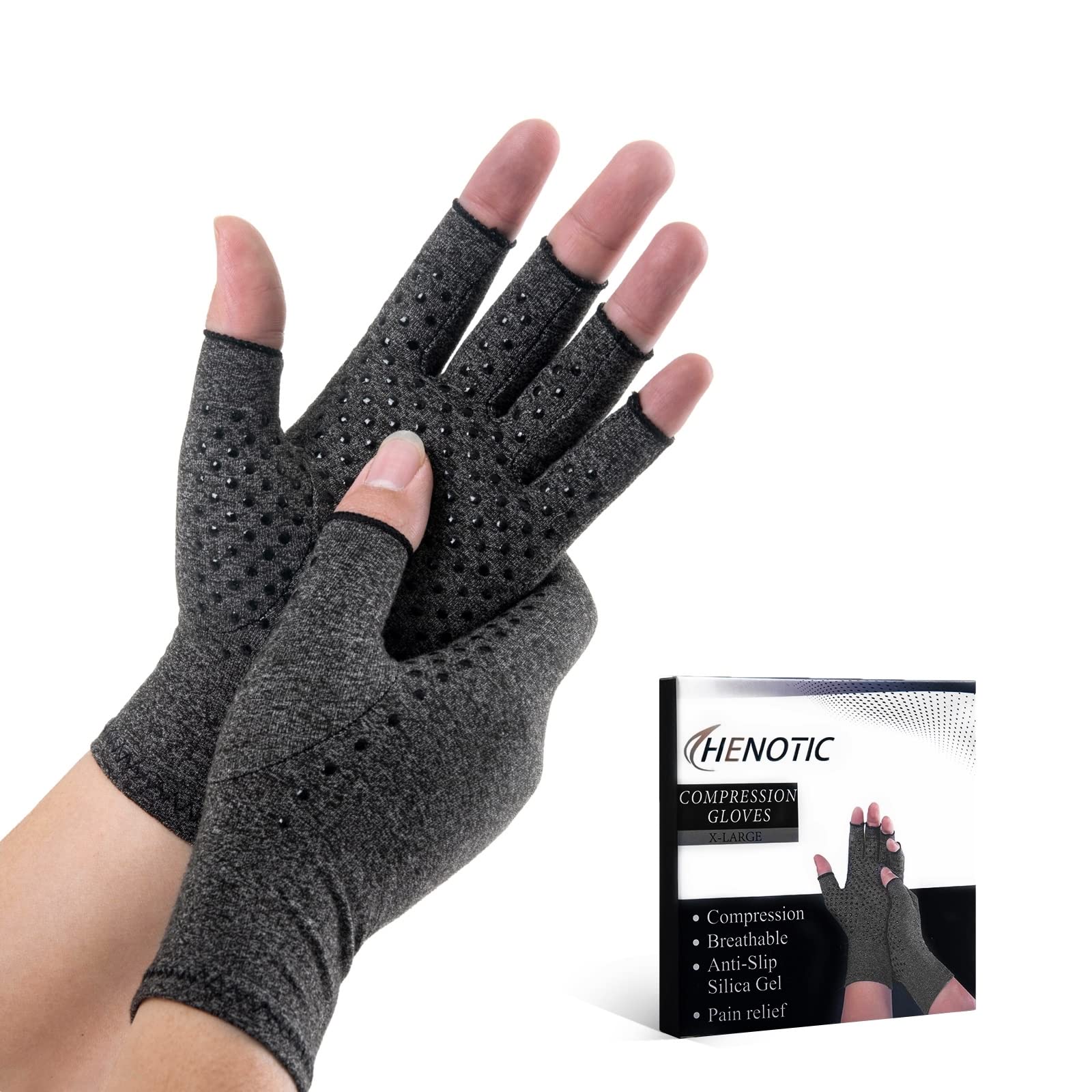 Compression Gloves for Women Men, Fingerless Breathable Moisture Wicking Arthritis Compression Gloves ​for Joint Pains