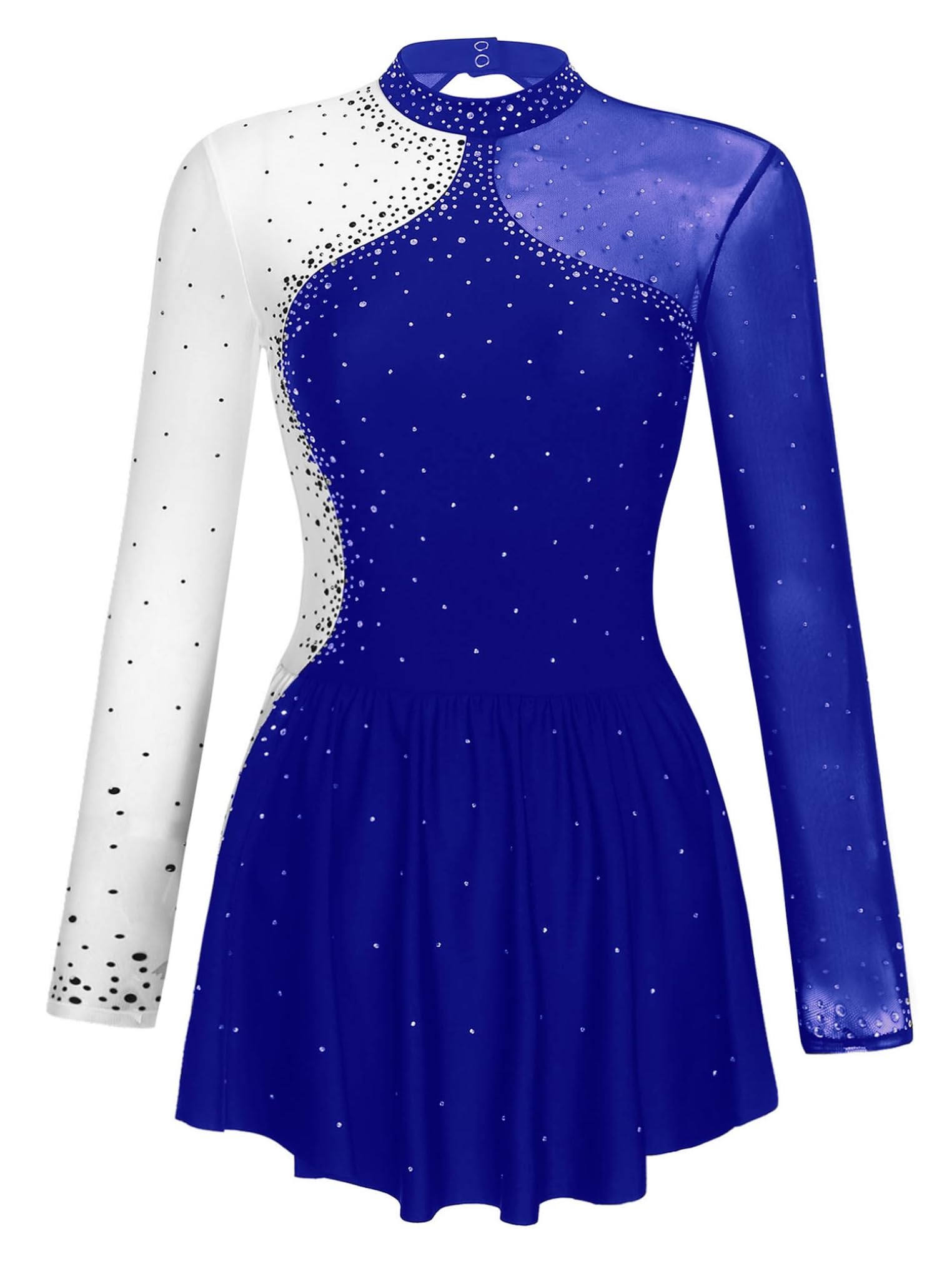 Maillot Ballet con Falda Mujer Vestido Brillante de Baile Manga Larga con Medias de Patinaje Artístico Traje Patinaje Artistico de Competición