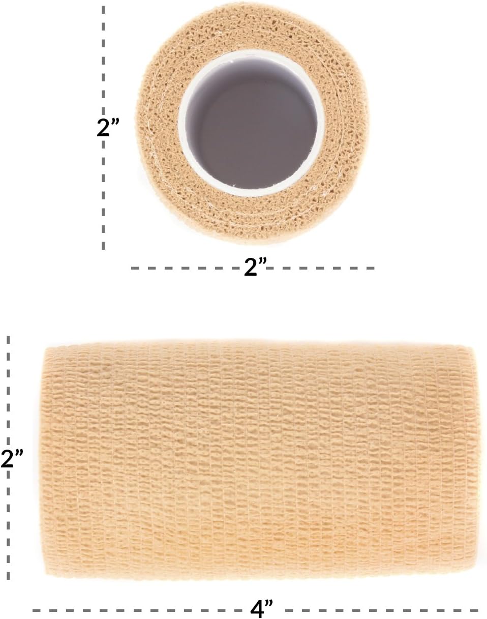 Ever Ready First Aid Self Adherent Cohesive Bandages 4" x 5 Yards - 12 Count, Tan - Image 3