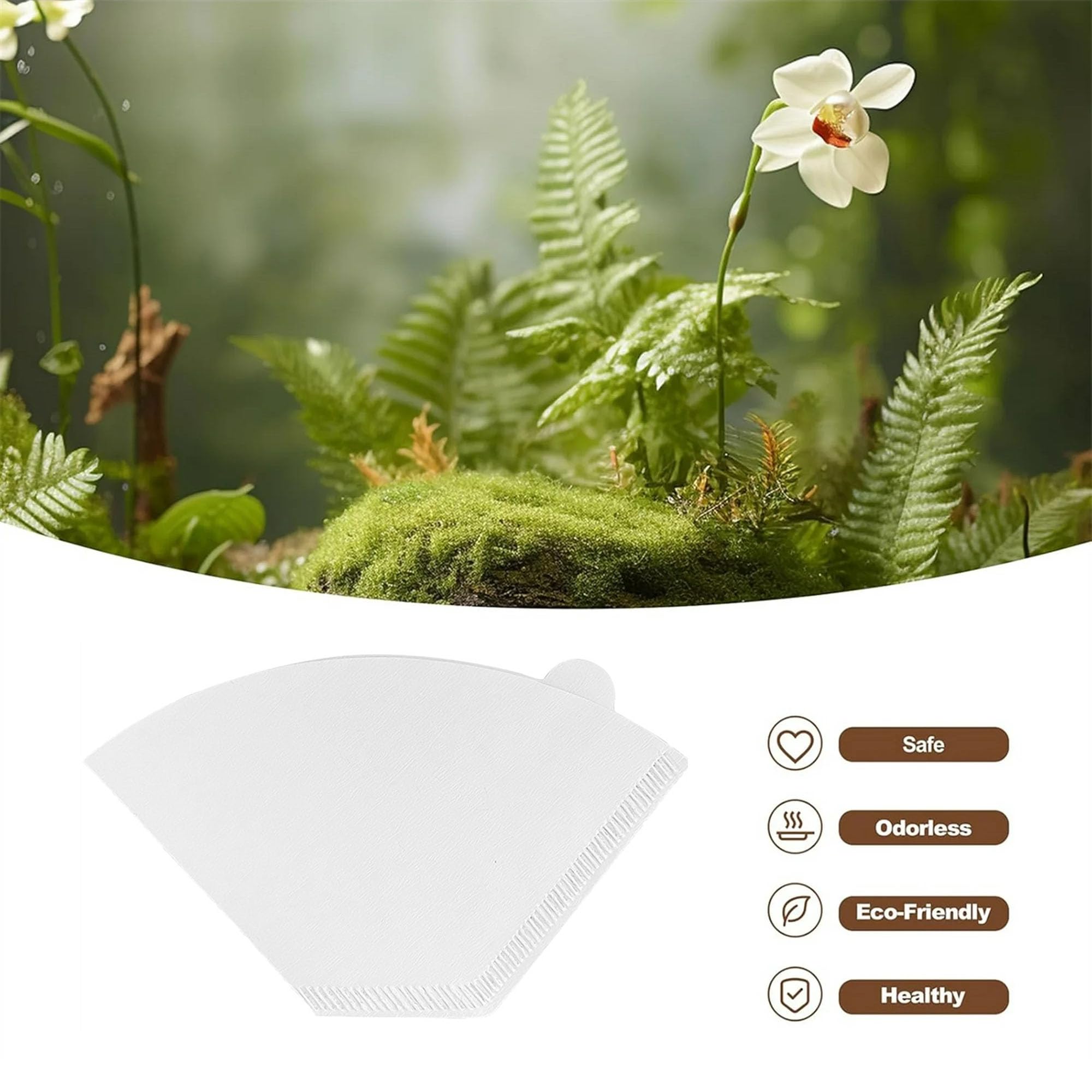 100 filtros de café cónico, filtro de papel compatible con canasta individual en forma de cono Fellow Aiden (forma de cono)