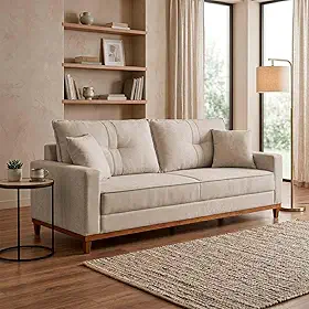 Sofá Living Malibu 2,30m Bege Bouclê - King House
