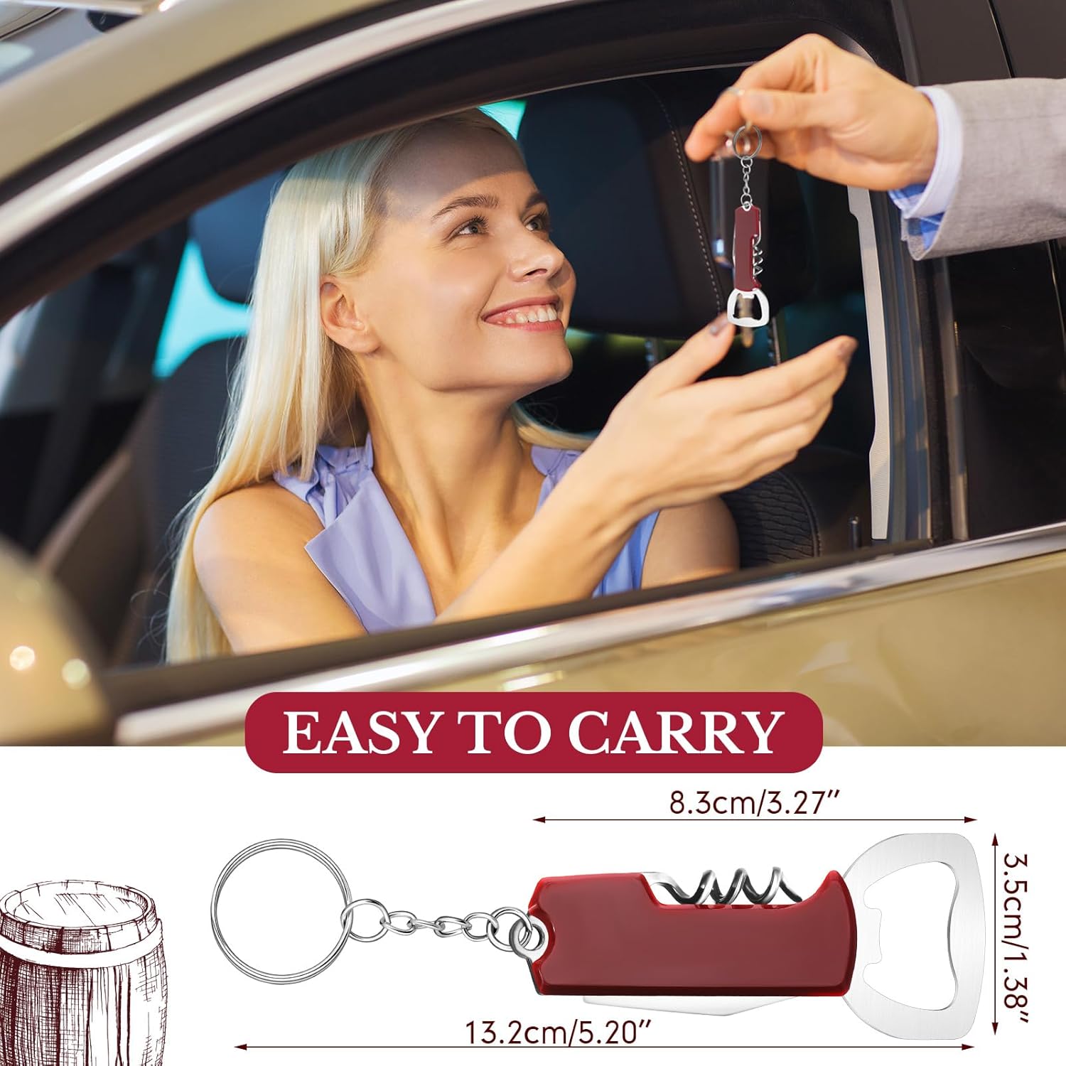 24 Pcs Bottle Opener Keychain Bulk Wine Bottle Beer Opener Keychain 3.27" Stainless Steel Corkscrew Waiter Corkscrew Wine Keyring Gifts for Christmas Bar Party Wedding Home (Red) - Image 6