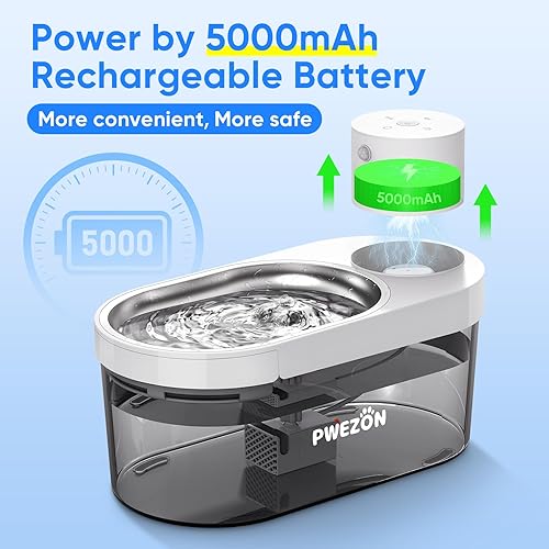 Miniatura 6 de Cormix - Fuente de agua inalámbrica para gatos, funciona con pilas, fuente de agua para mascotas de 135 oz4 L con 3 modos de trabajosensor de