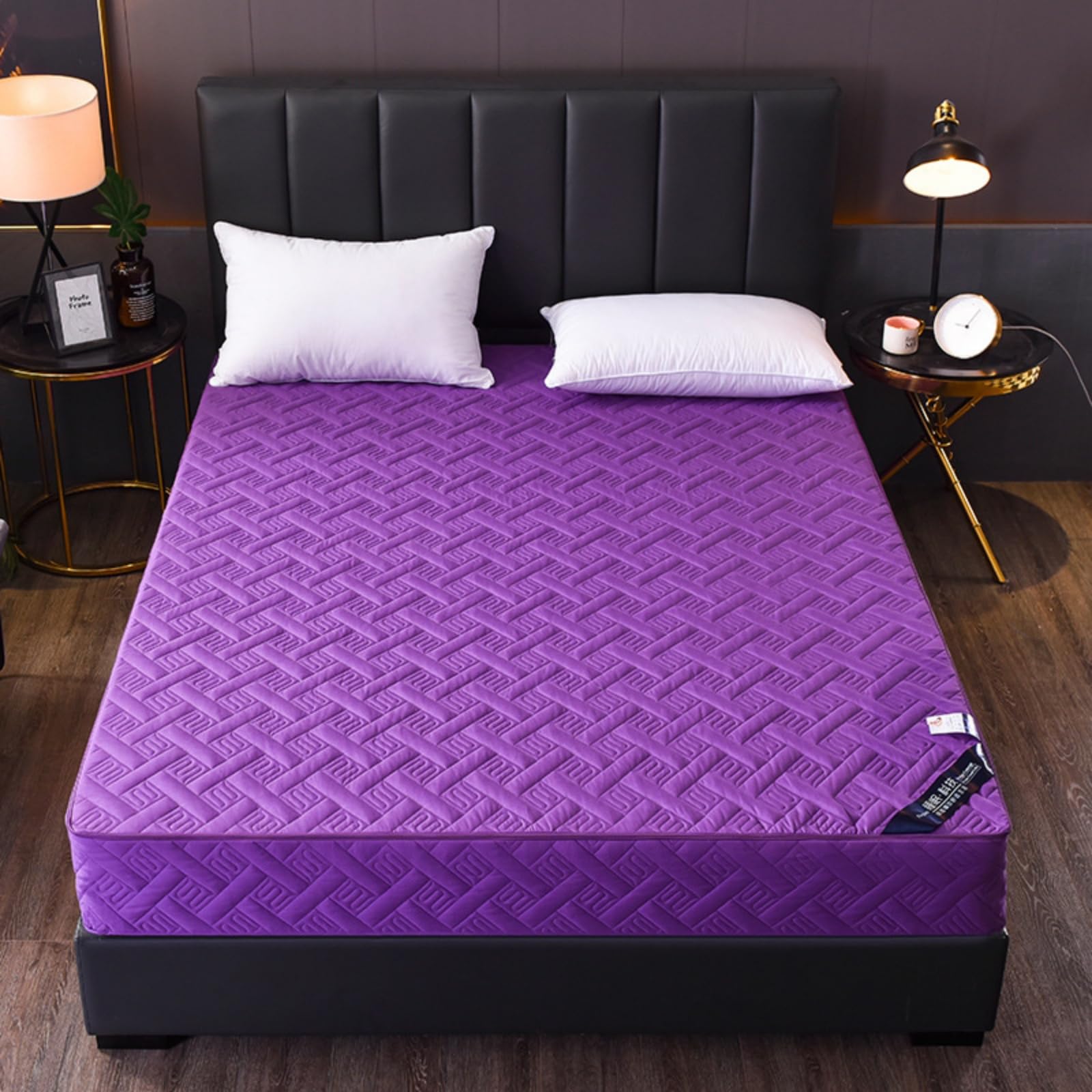 Morbuy Funda de Colchón Impermeable Anti Chinches, Funda Protector Colchon con Cremallera Microfibra Ajuste Lavable a Máquina para Camas de Altura 25cm (180x220+25cm,121 Morado)