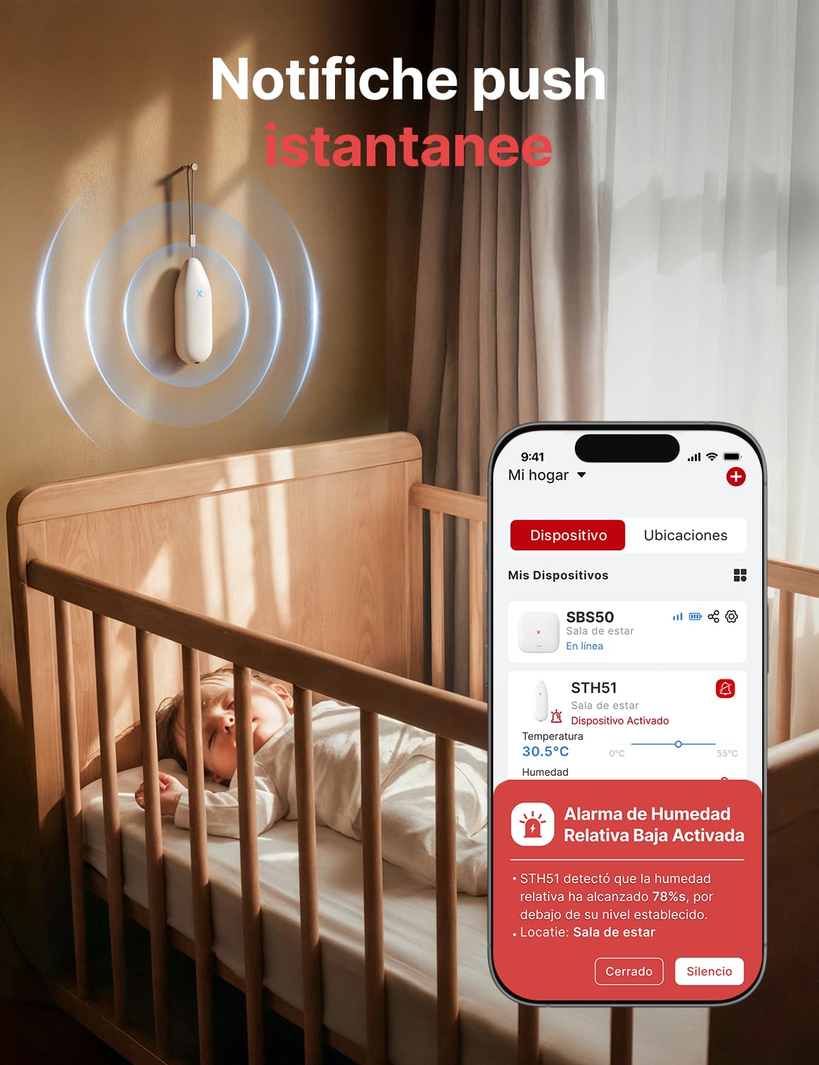 X-Sense termómetro higrómetro inalámbrico para interiores, control de temperatura y humedad vía app, la app requiere estación base SBS50, exportación de datos, 1 sensor STH51