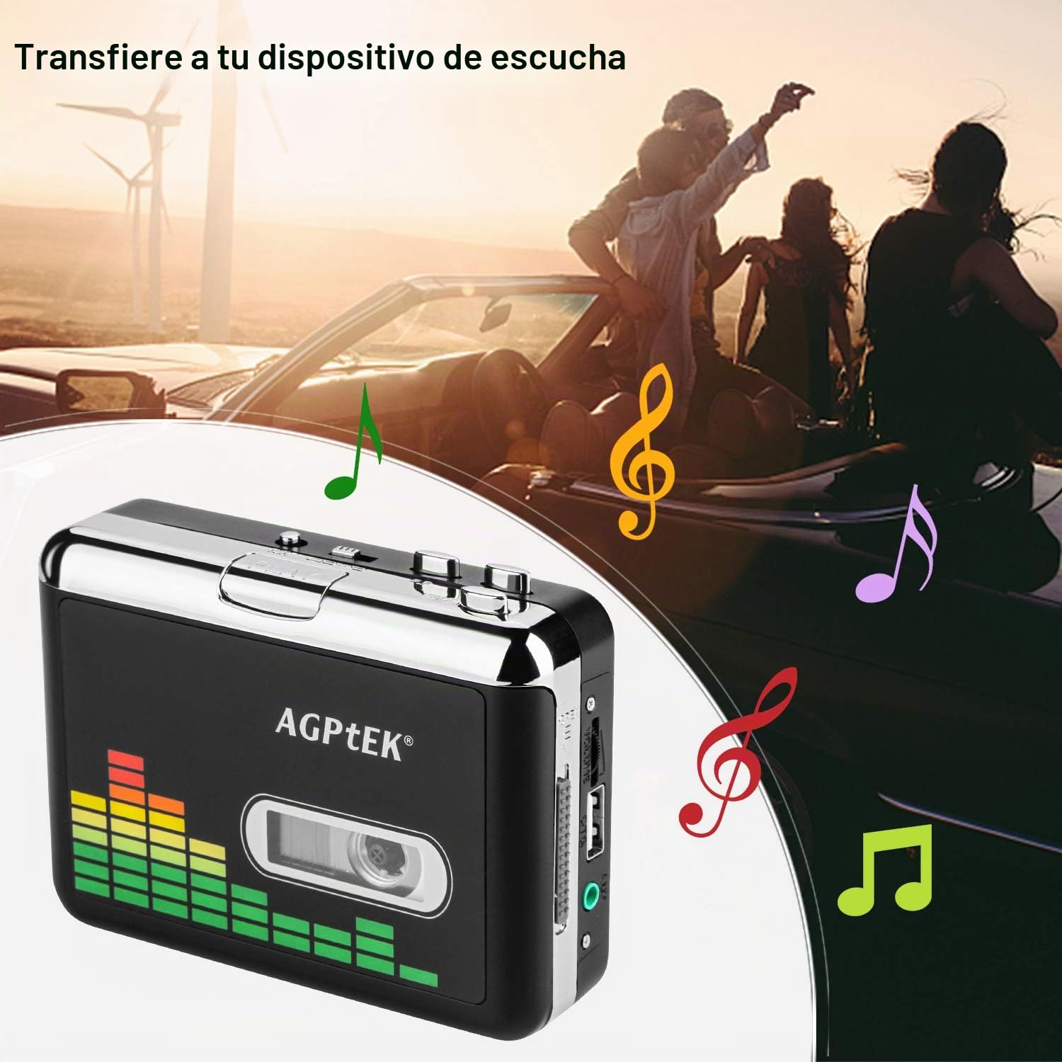 Reproductor de Cassette Portátil, Convertidor de Cassette a MP3,Retro Inverso Automático con Auriculares,Grabadora Cassette Directamente a la Unidad Flash USB/no Necesita PC