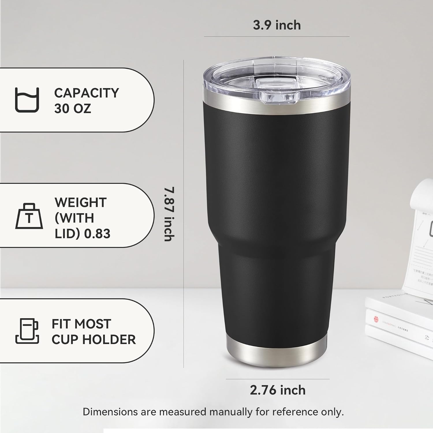 30 oz Tumbler with Lid Stainless Steel Tumblers Bulk Vacuum Insulated Cup Reusable Powder Coated Travel Mug Double Wall Leak Proof Cups Keep Cold Drinks for 12 Hours Black, Set of 12 - Image 4