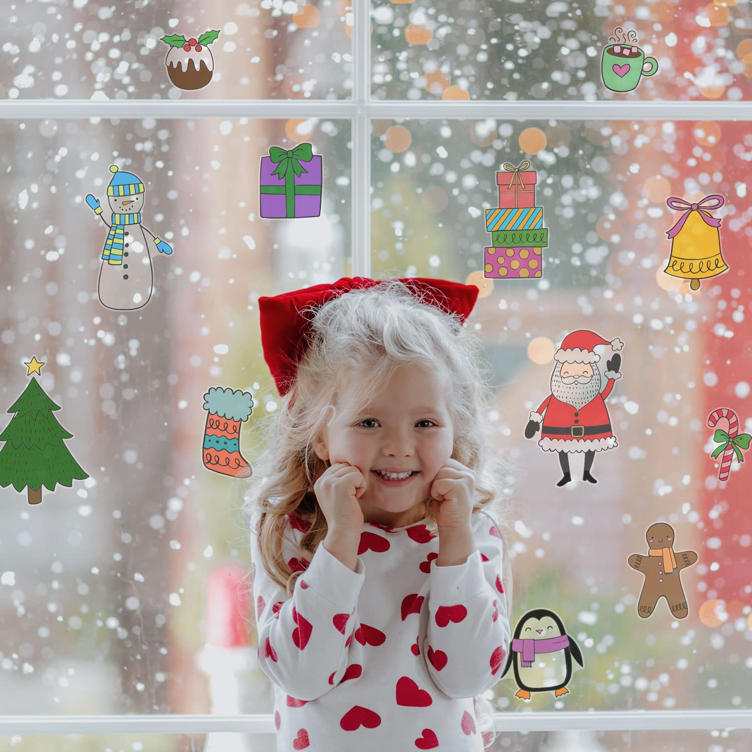 Stickerscape Christmas Colour-in Window Stickers (Christmas) | Christmas Craft for Children | Christmas Activity for Children | Reusable, Re-positionable and Cleanly Removable