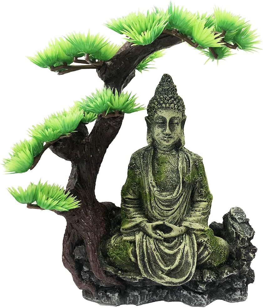 SLOCME Aquarium Buddha Statue Decorations with Shelter