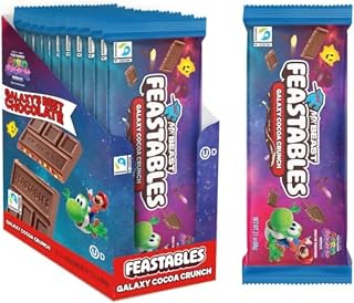 MrBeast Feastables Galaxy Cocoa Crunch Chocolate Bar, 10 Count, Limited Edition for The Super Mario Galaxy Movie, 60g Each