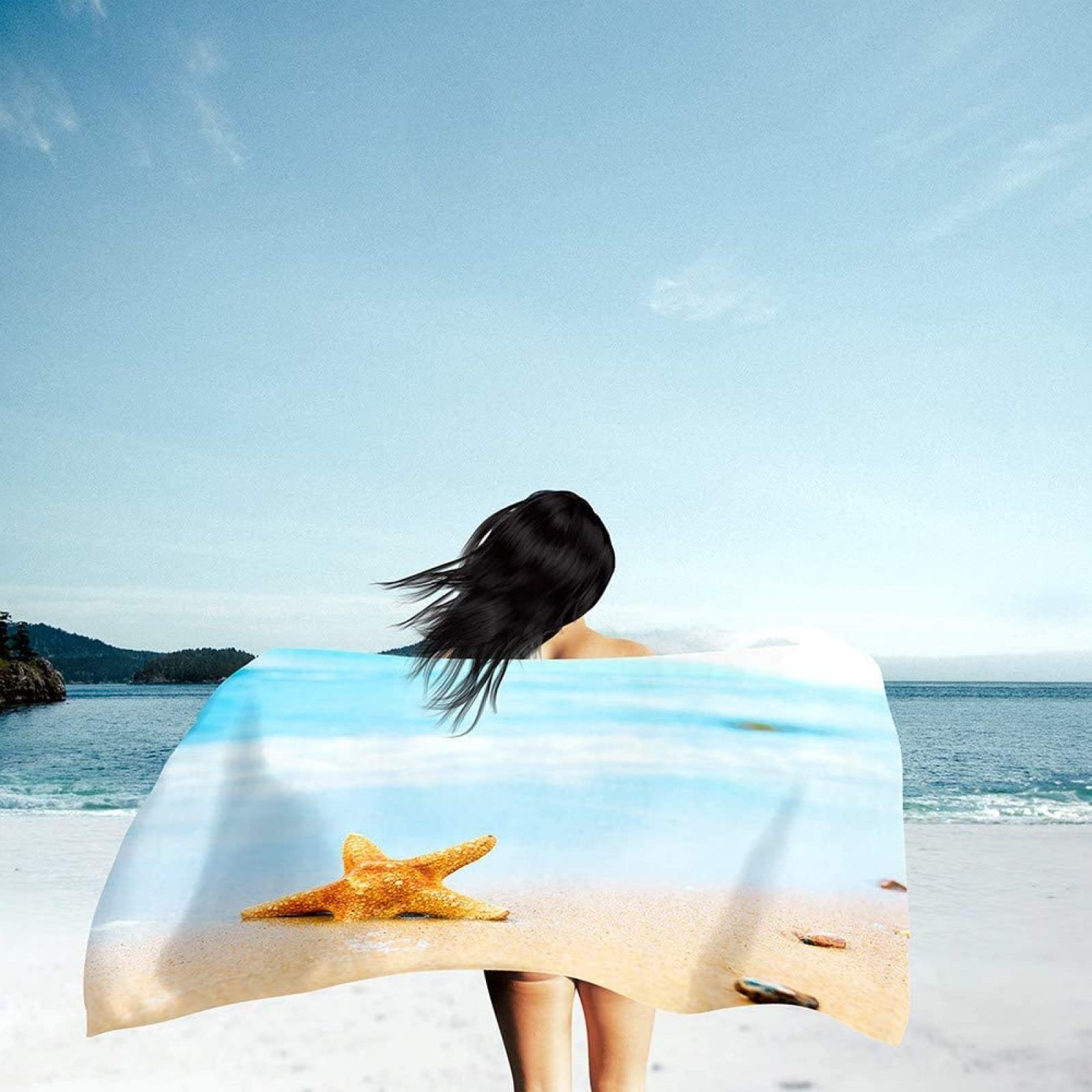 Lieson Serviette Plage Microfibre, Grande Serviette De Plage 80x160CM Séchage Rapide, Anti Sable, Douce Et Absorbante Motif Rayée Bleu Blanc Serviette De Voyage Légère Et Portable