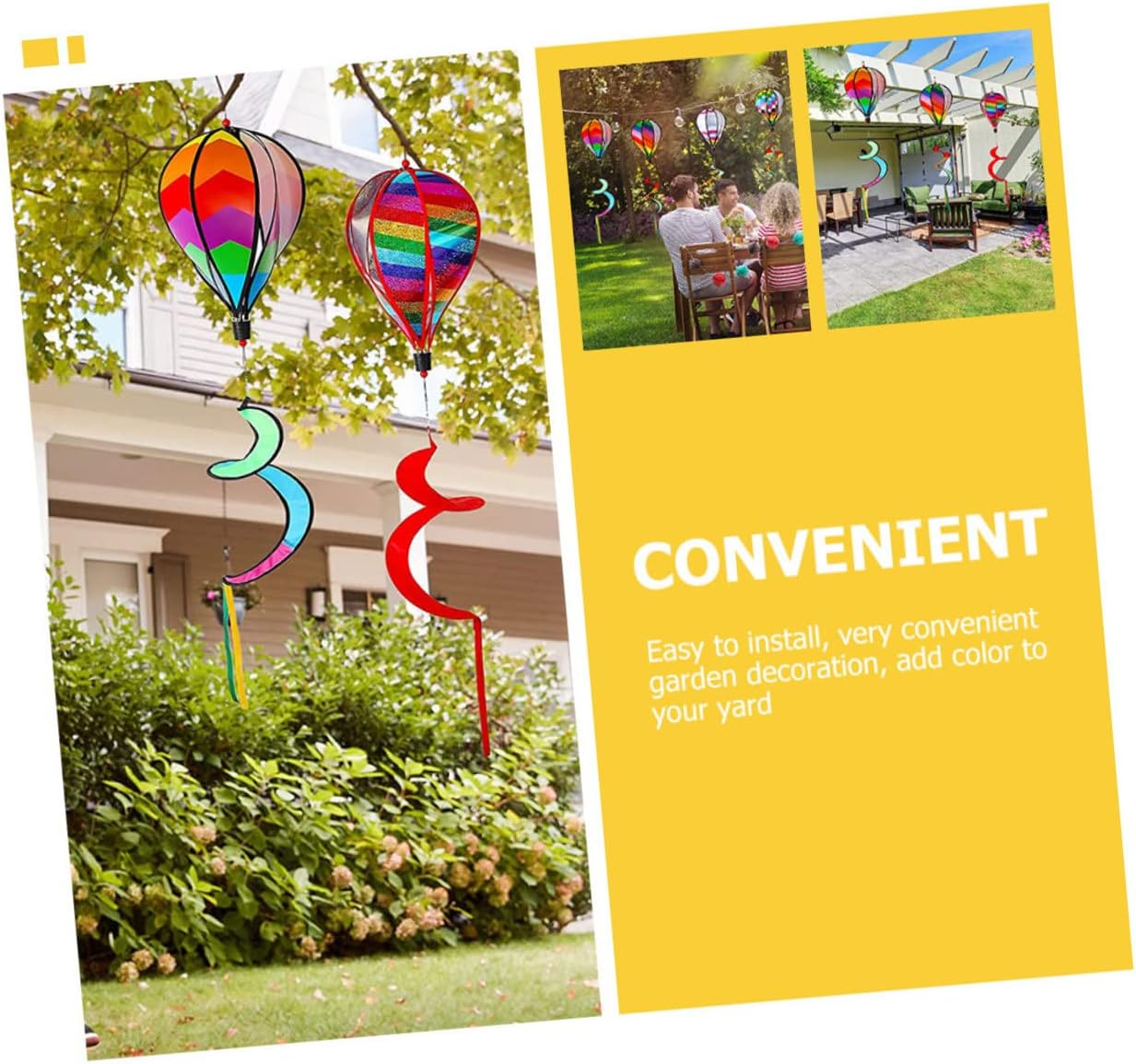 3pcs Hot Air Balloon Windmill Decor for Garden Fun Outdoor Spinner Party Decoration