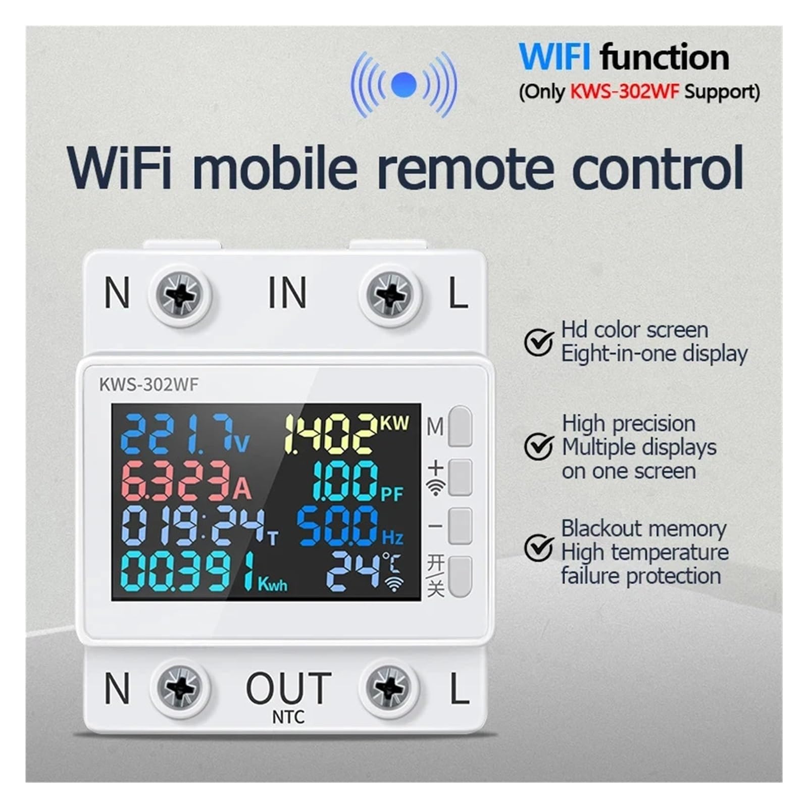 Tuya WiFi 8 In1 Misuratore Di Potenza 2P Contatore Di Energia AC Controllo APP 170-270 V/63A Misuratore Di Tensione E Corrente Misuratore Di Elettricità Vita Intelligente