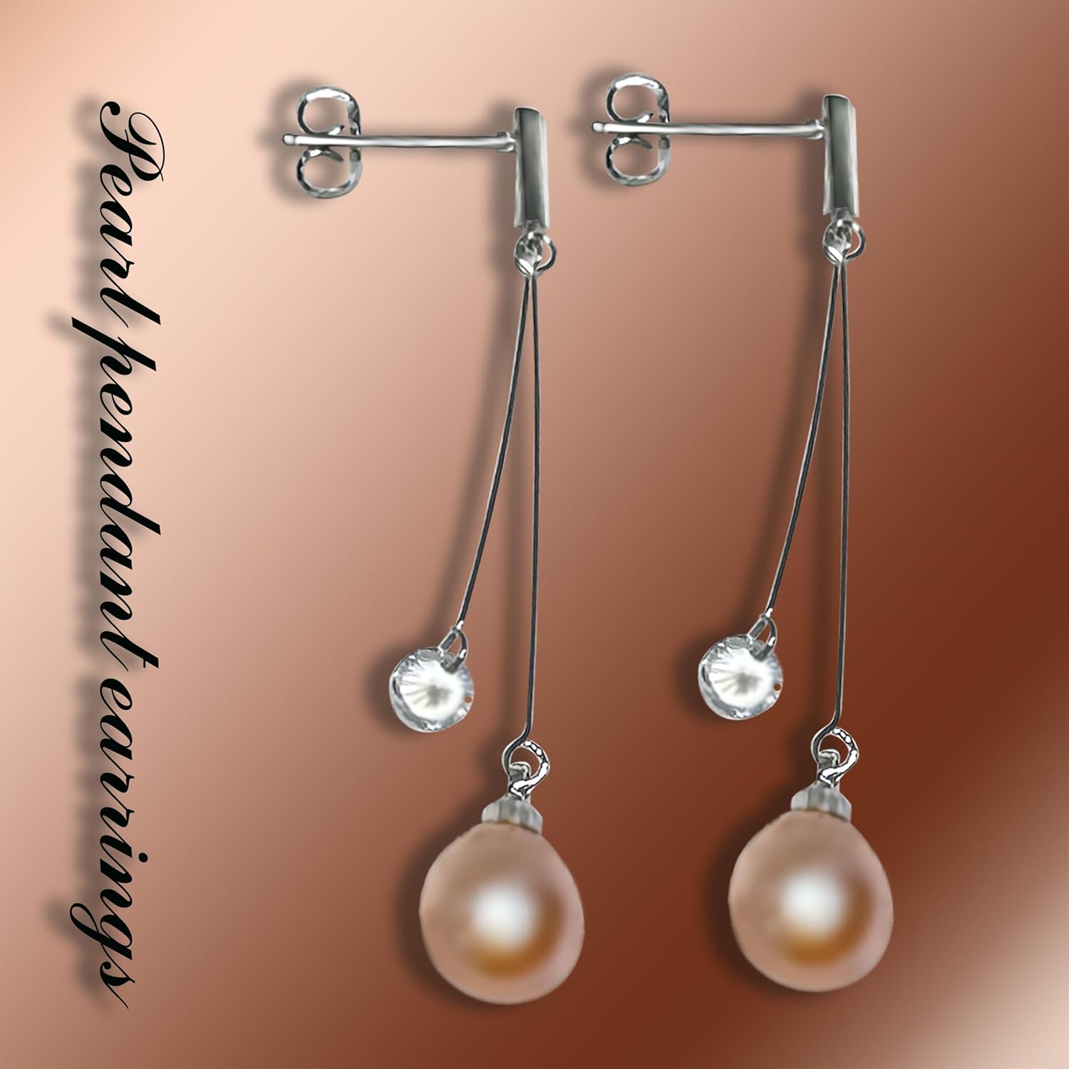 elegant dangle earrings for women, charming pearl dangle earrings, freshwater colored pearls, dangling earrings for women, perfect as bridal earrings, Enhance Style with Timeless Beauty - Image 2