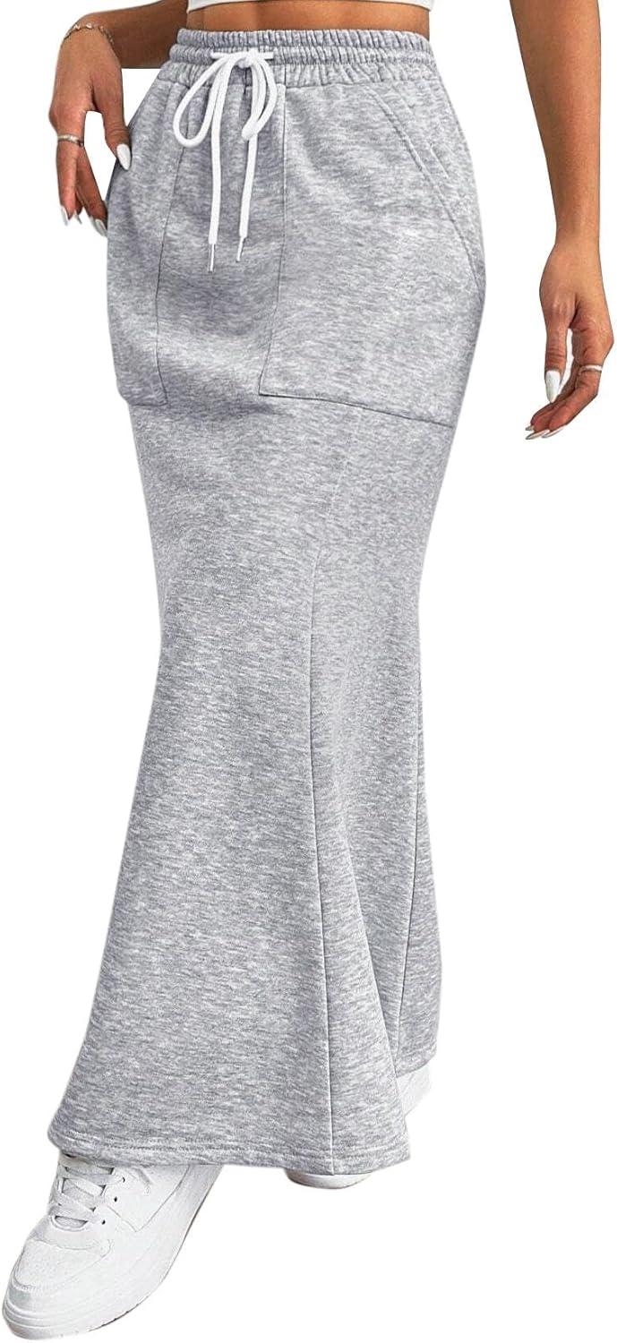 Avanova Women High Waisted Mermaid Skirt Drawstring Pocket Maxi Long Skirt - Image 5