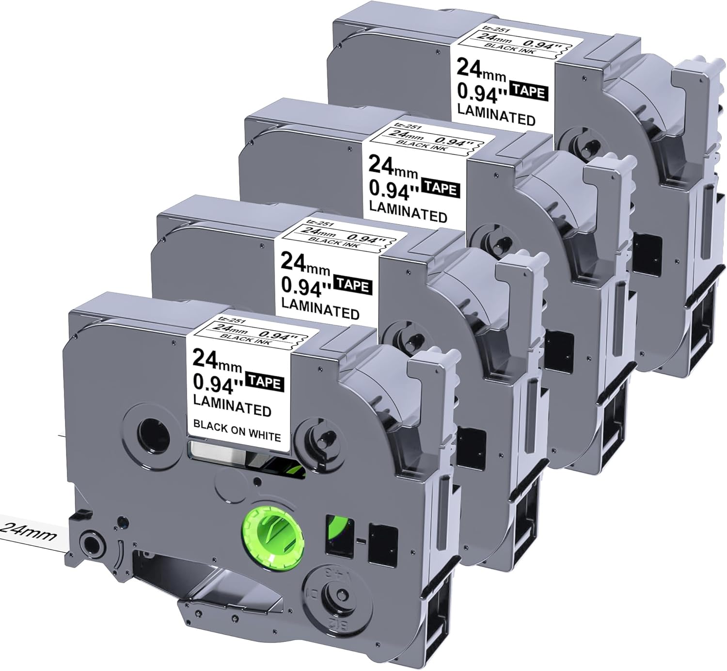 TZE-251 Tape Replacement Compatible for Brother P-Touch TZe-251 Black on White 1 Inch Labels 24mm 0.94 Laminated Label Tape for Ptouch PTD400 PTD410 PT-D610BT PTD460BT, 4 Pack