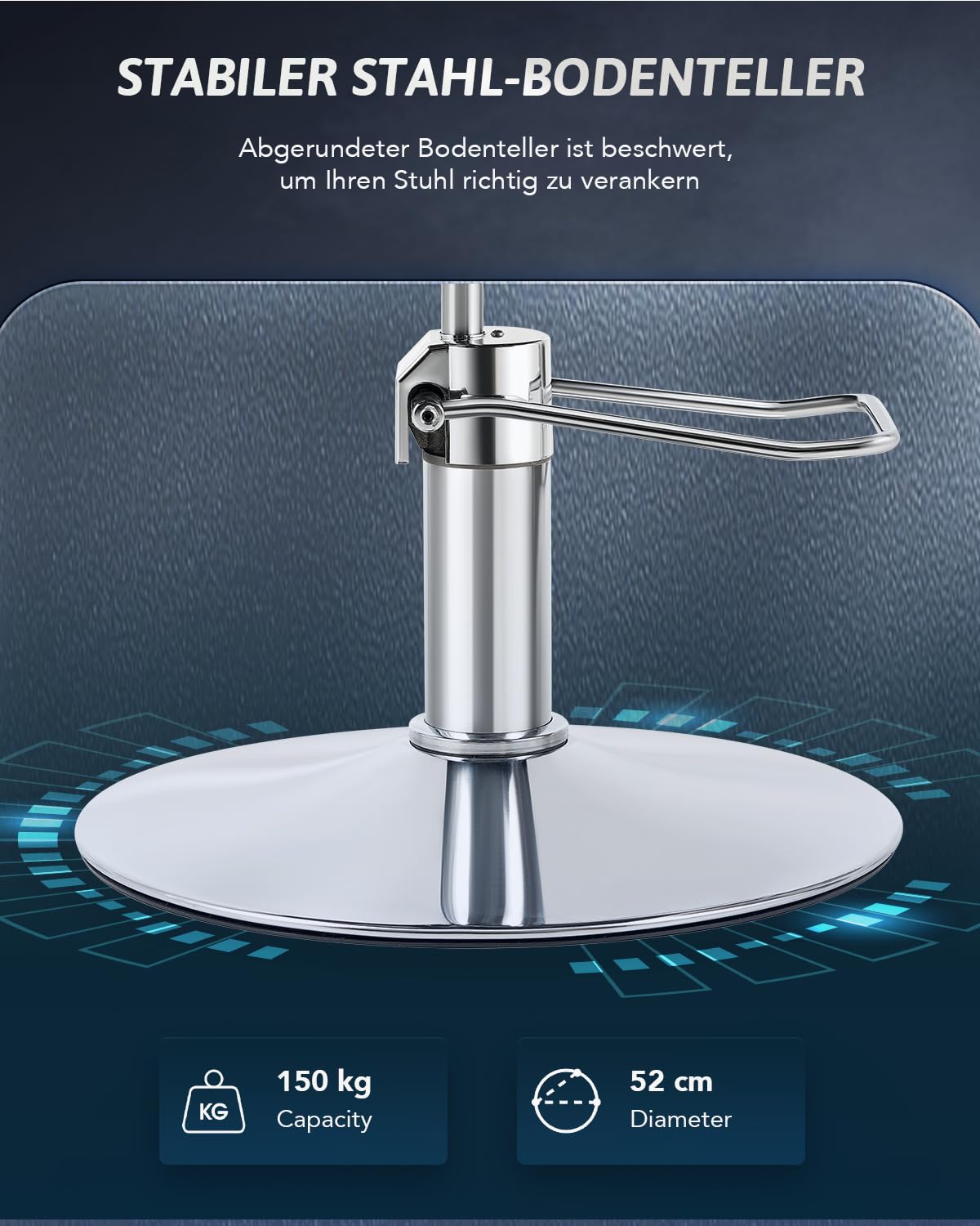 CO-Z Friseurstuhl 360° Drehbar 15cm Höhenverstellbar, Hydraulischer Barberstuhl mit Stahlsockel, 150 kg Tragkraft