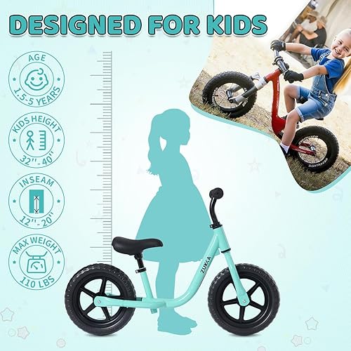 Miniatura 2 de WEEROCK Bicicleta de equilibrio para niños, bicicletas de equilibrio para niños de 12 pulgadas para niños de 2 a 5 años, bicicleta sin pedales con