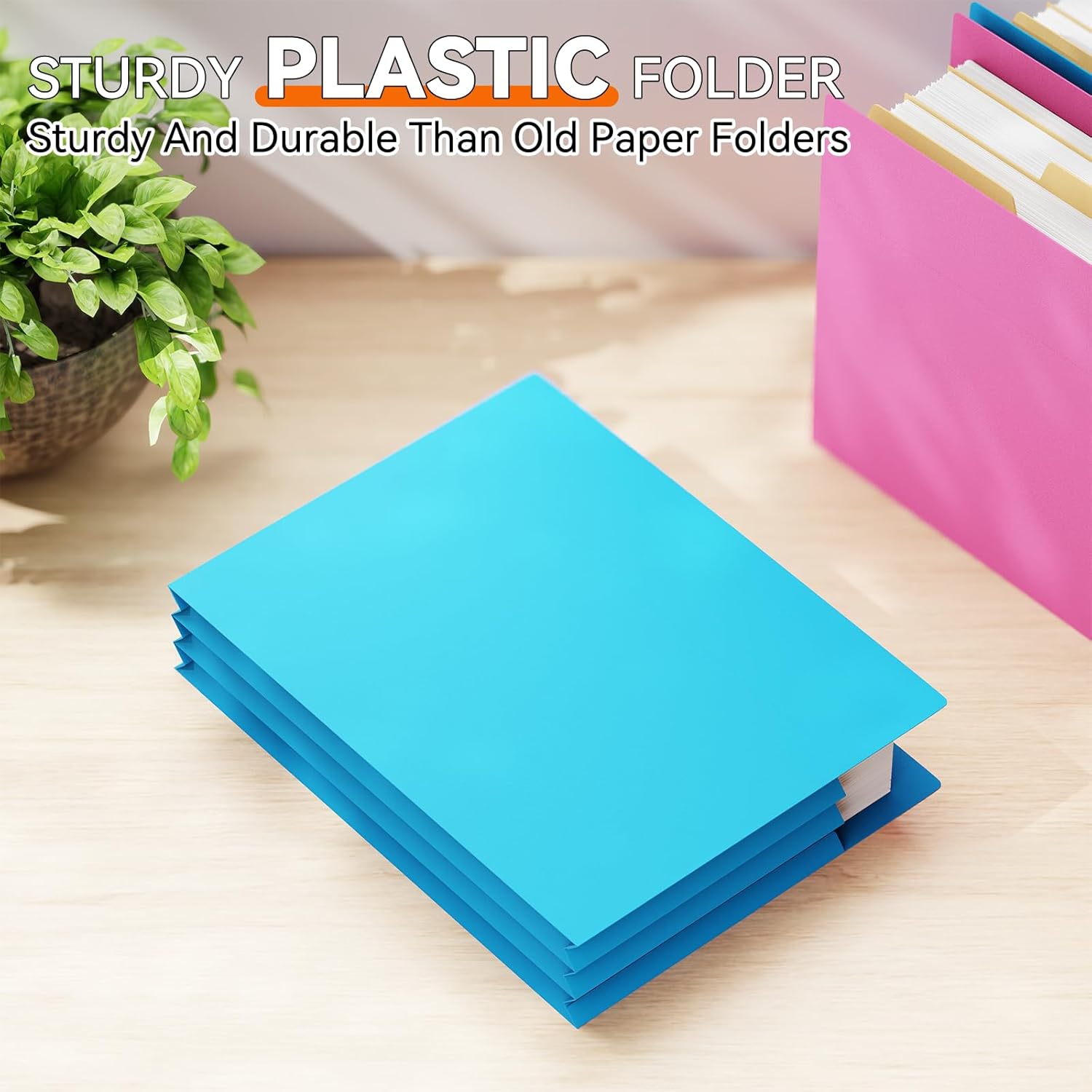 Plastic 3.5" Expanding File Pockets Extra Capacity,6 Pack Poly File Pockets Letter Size, Heavy Duty Expandable File Jacket Folder,File Jacket for Bulky Files,Assorted Colors