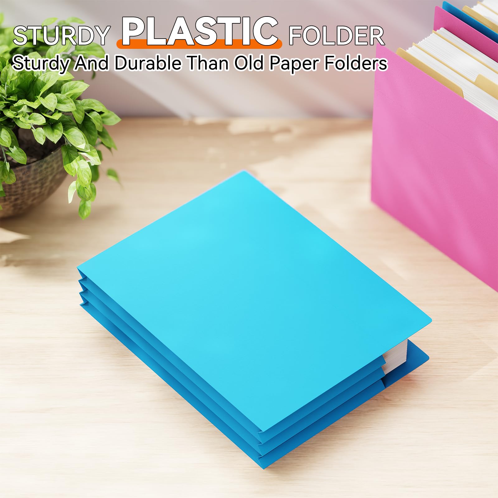 Lot de 6 pochettes extensibles en plastique - Format lettre - 8,9 cm - Pour documents volumineux - Colorées