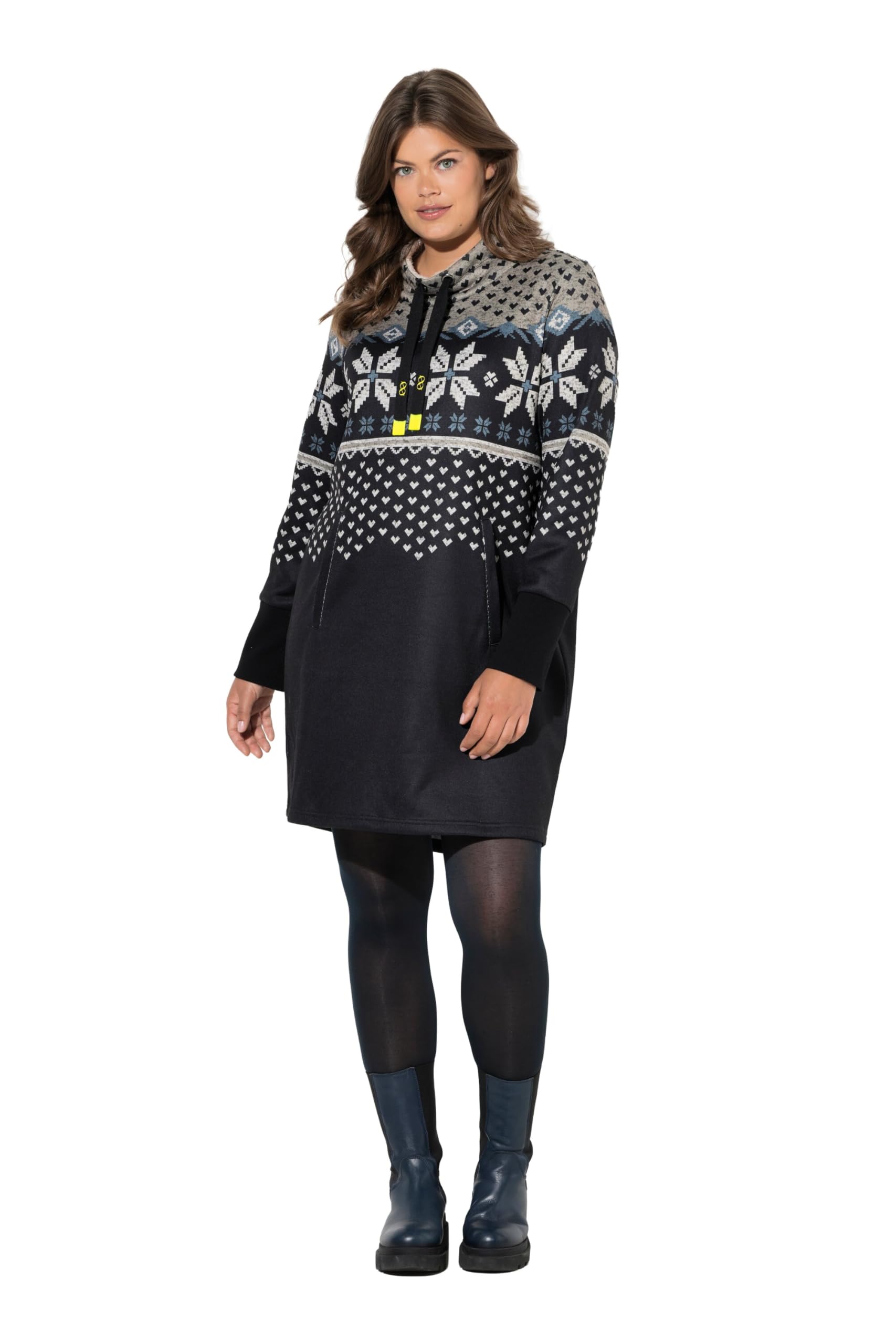 Laurasøn Norweger-Strick Fleece Kleid, Langarm, Stehkragen 843558