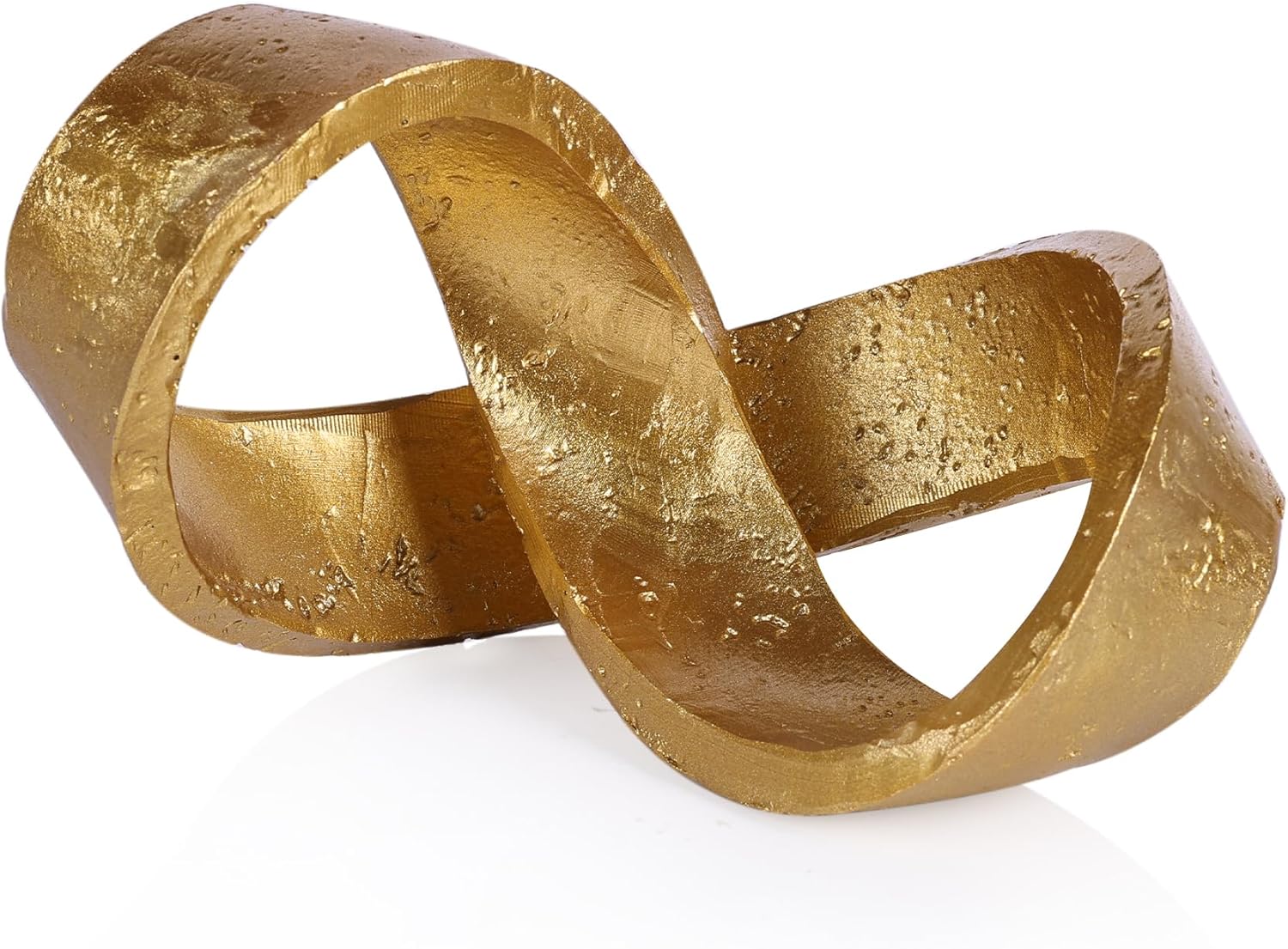 Modern Infinity Knot Sculpture - Gold Knot Home Decor, Multi-Angle Statue for Shelves, Coffee Table, Bookshelf, Living Room, Office, Resin Geometric Decorative Accent, Abstract Art Knick Knacks Gifts