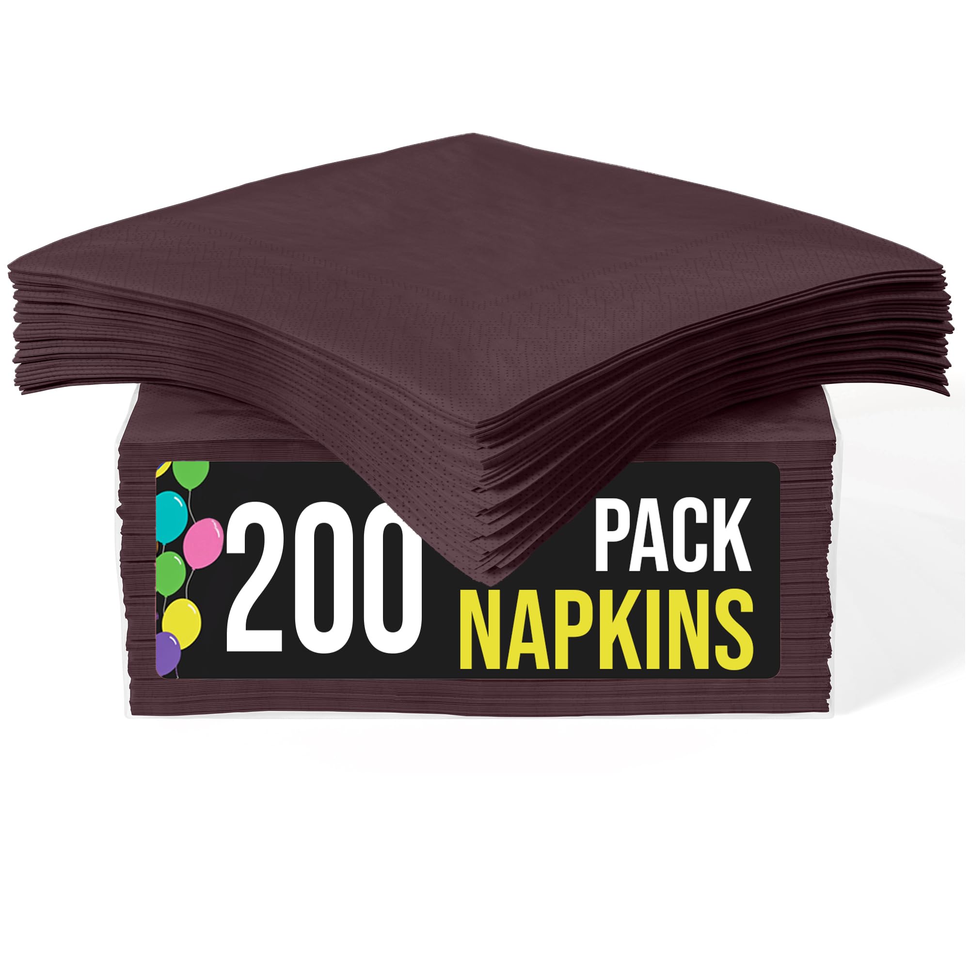 Party Solids Lot de 200 serviettes de table jetables en papier double épaisseur pour tous les jours - Marron